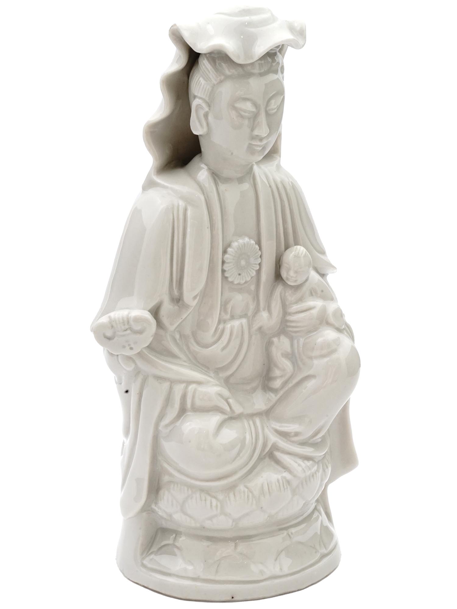 ANTIQUE BLANC DE CHINE PORCELAIN GUANYIN FIGURE PIC-0