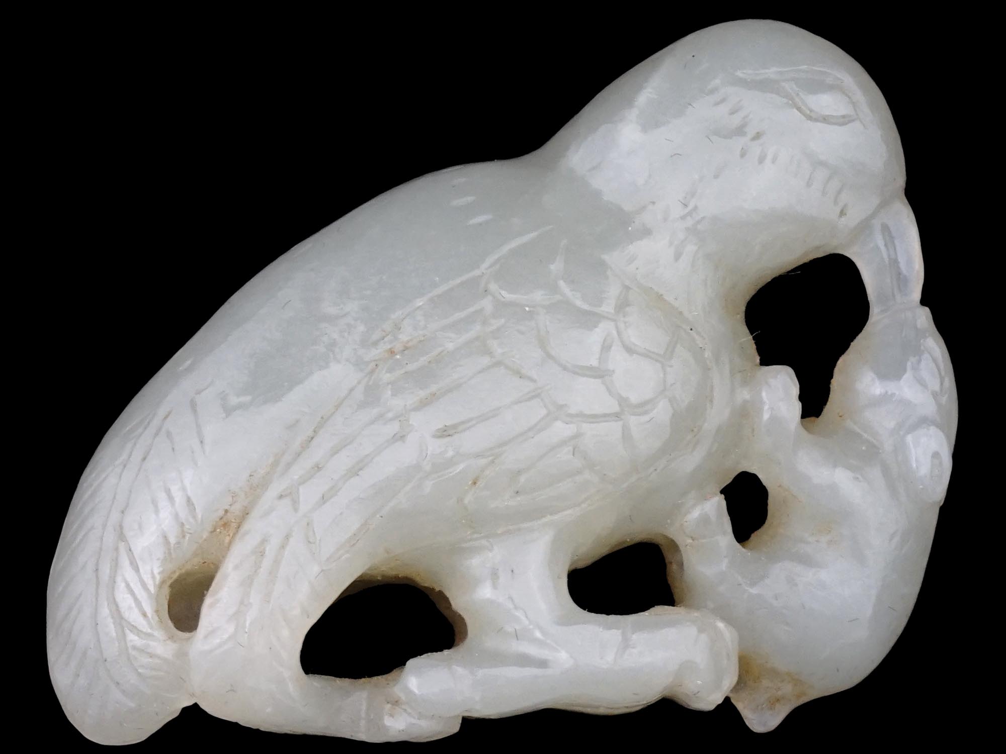 ANTIQUE CHINESE EAGLE HAND CARVED JADE PENDANT PIC-1