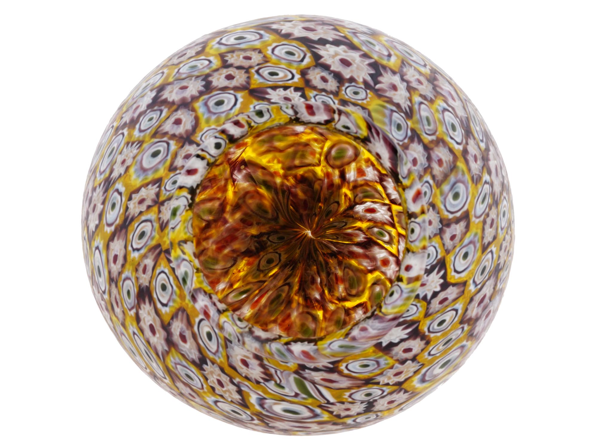 ITALIAN MURANO MILLEFIORI ART GLASS PAPER WEIGHT PIC-1