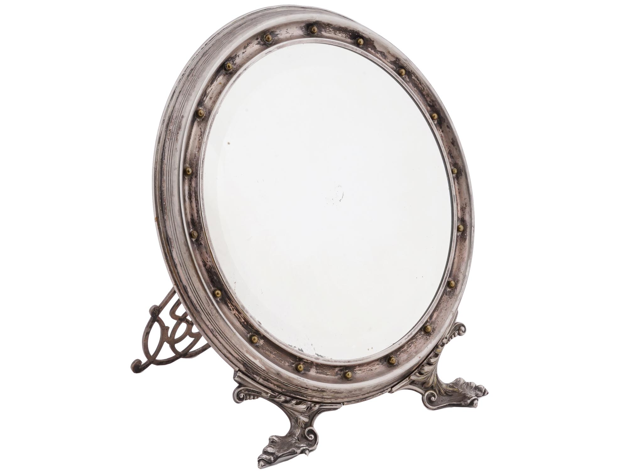 ANTIQUE VICTORIAN TABLE MIRROR SILVER PLATE FRAME PIC-0