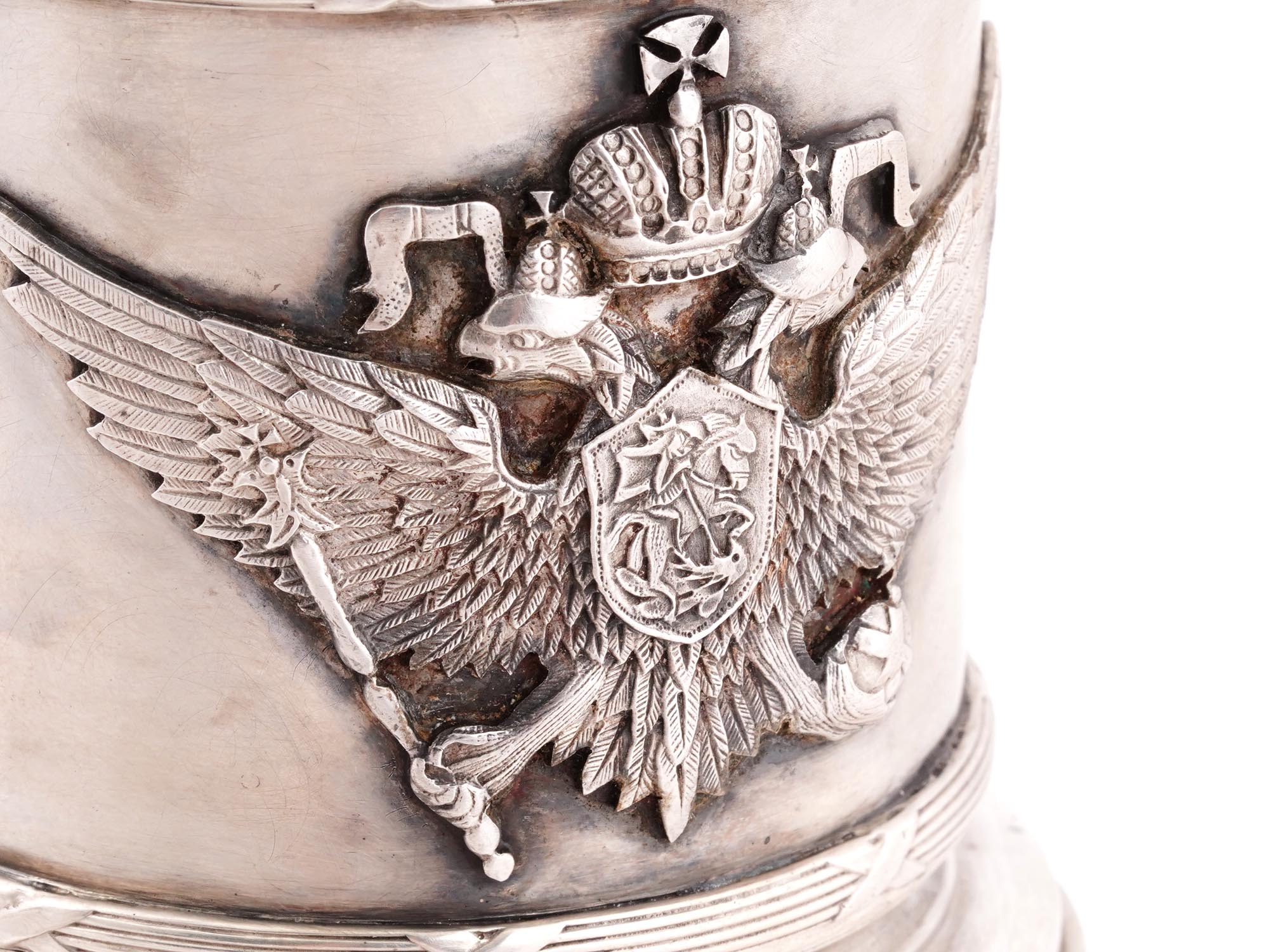 RUSSIAN IMPERIAL EAGLE SILVER TEA GLASS HOLDER PIC-9