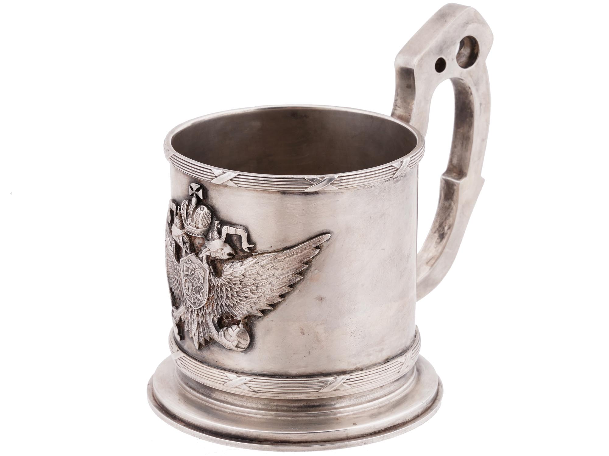 RUSSIAN IMPERIAL EAGLE SILVER TEA GLASS HOLDER PIC-0