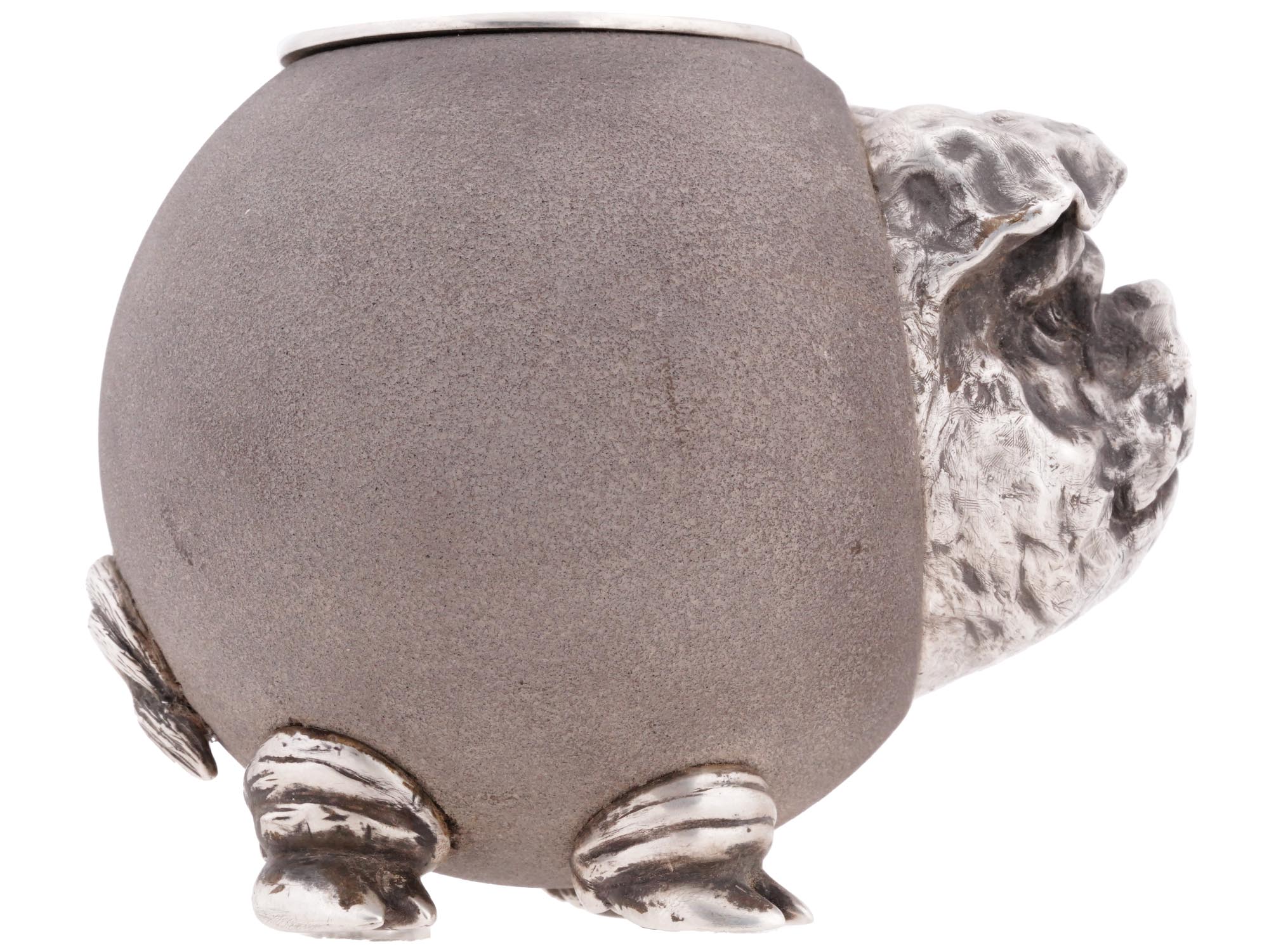 RUSSIAN 84 SILVER AND SANDSTONE PIG MATCH HOLDER PIC-4