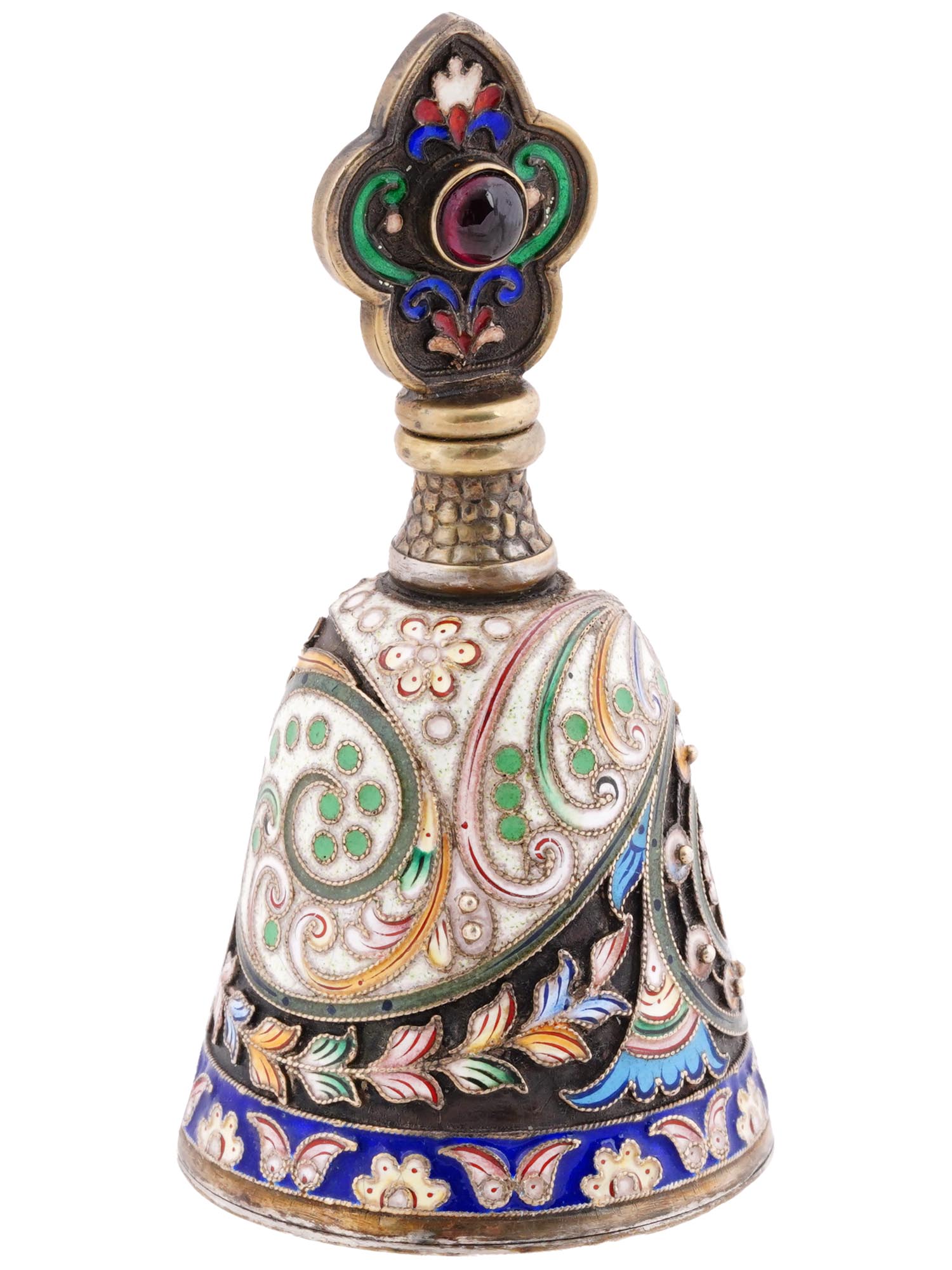 RUSSIAN 88 SILVER CLOISONNE ENAMEL PERFUME BOTTLE PIC-0