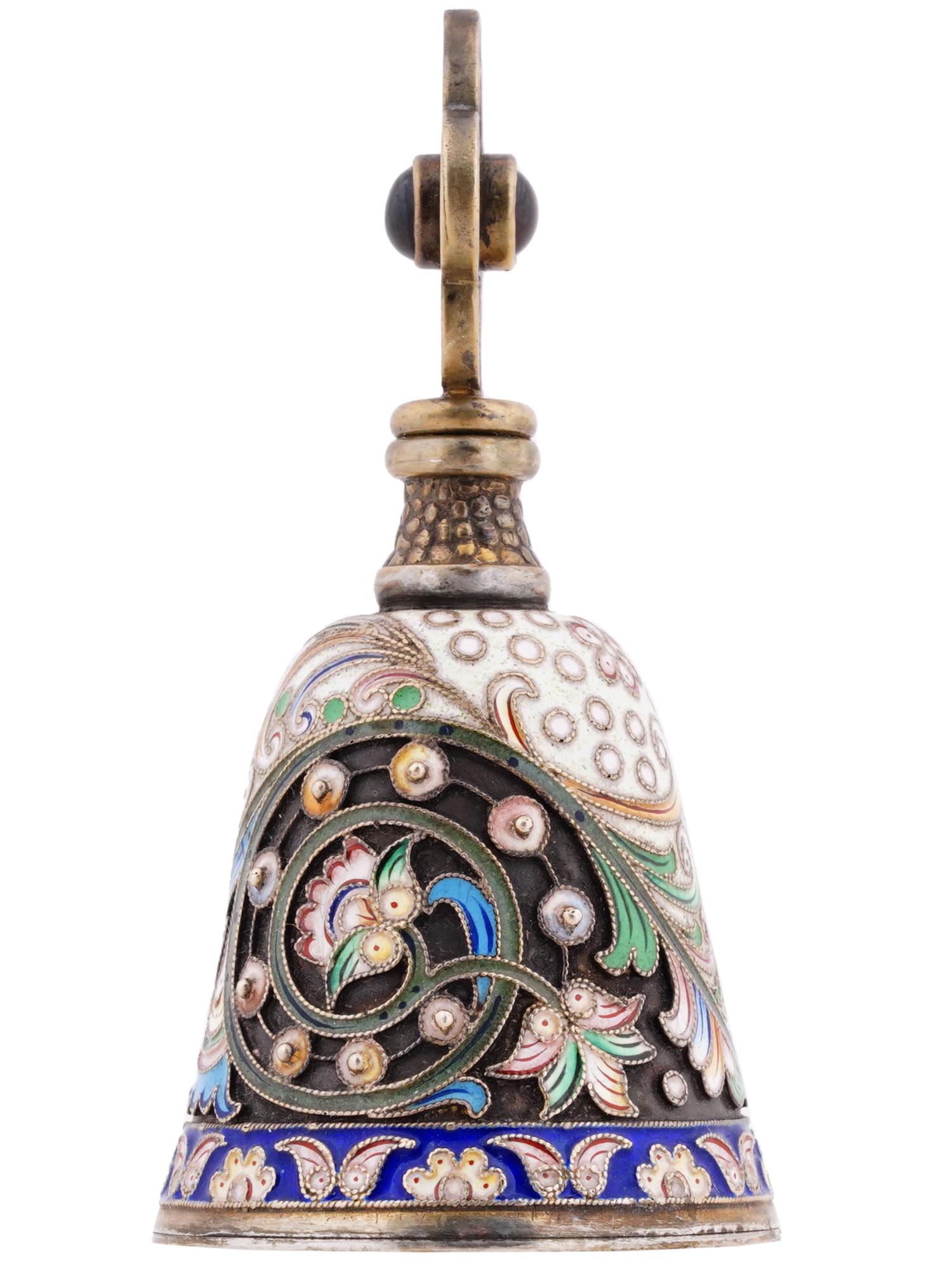 RUSSIAN 88 SILVER CLOISONNE ENAMEL PERFUME BOTTLE PIC-2