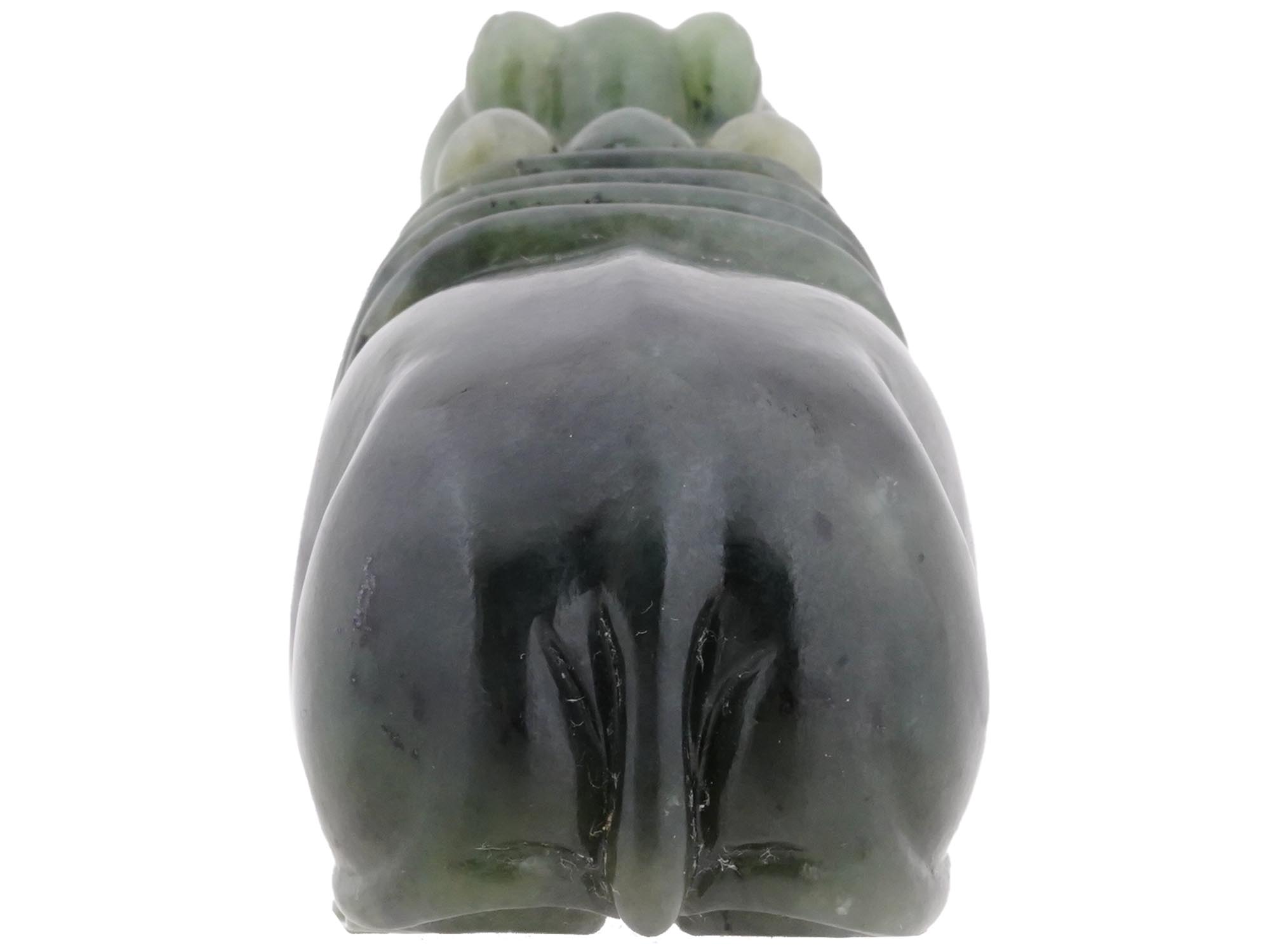 RUSSIAN CARVED NEPHRITE JADE RUBY HIPPO FIGURINE PIC-4