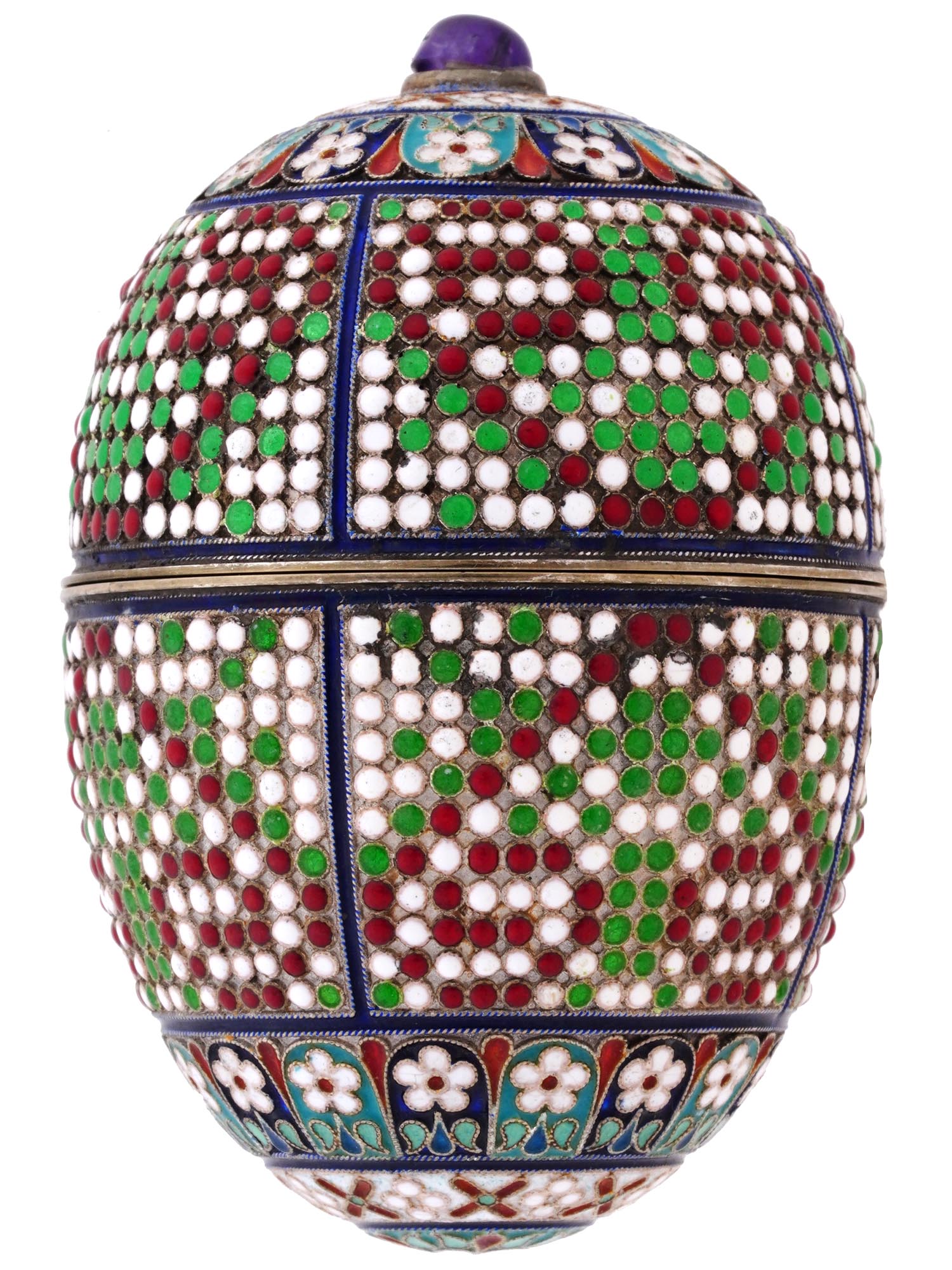 RUSSIAN GILT SILVER ENAMEL EASTER EGG PIC-0