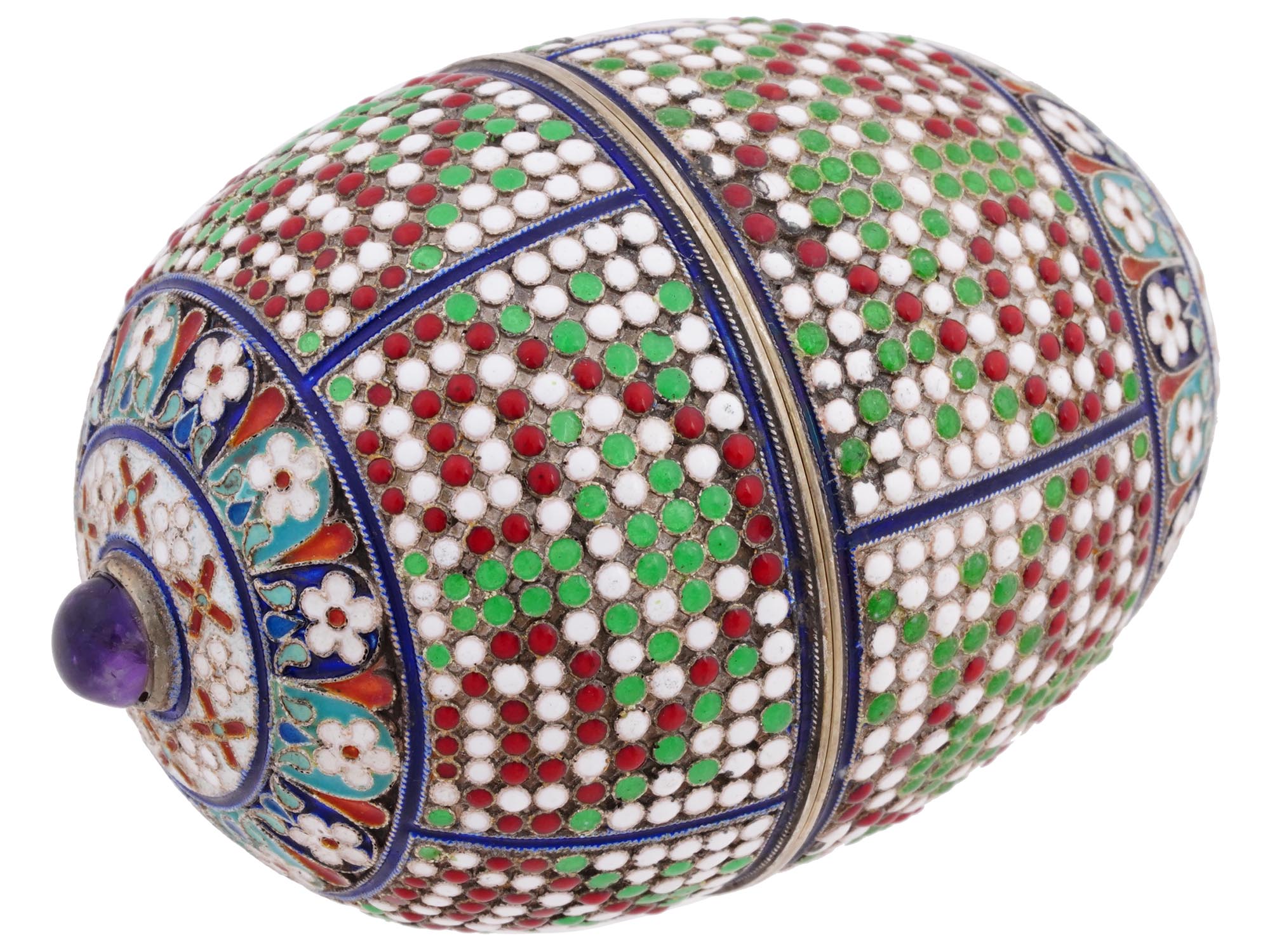 RUSSIAN GILT SILVER ENAMEL EASTER EGG PIC-1