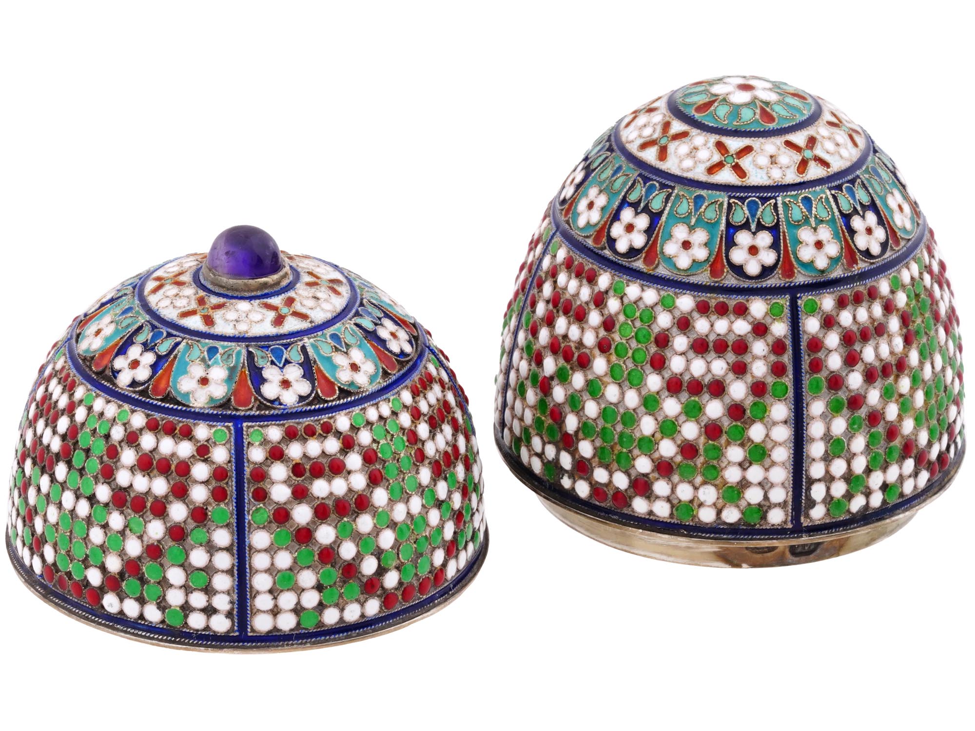 RUSSIAN GILT SILVER ENAMEL EASTER EGG PIC-2