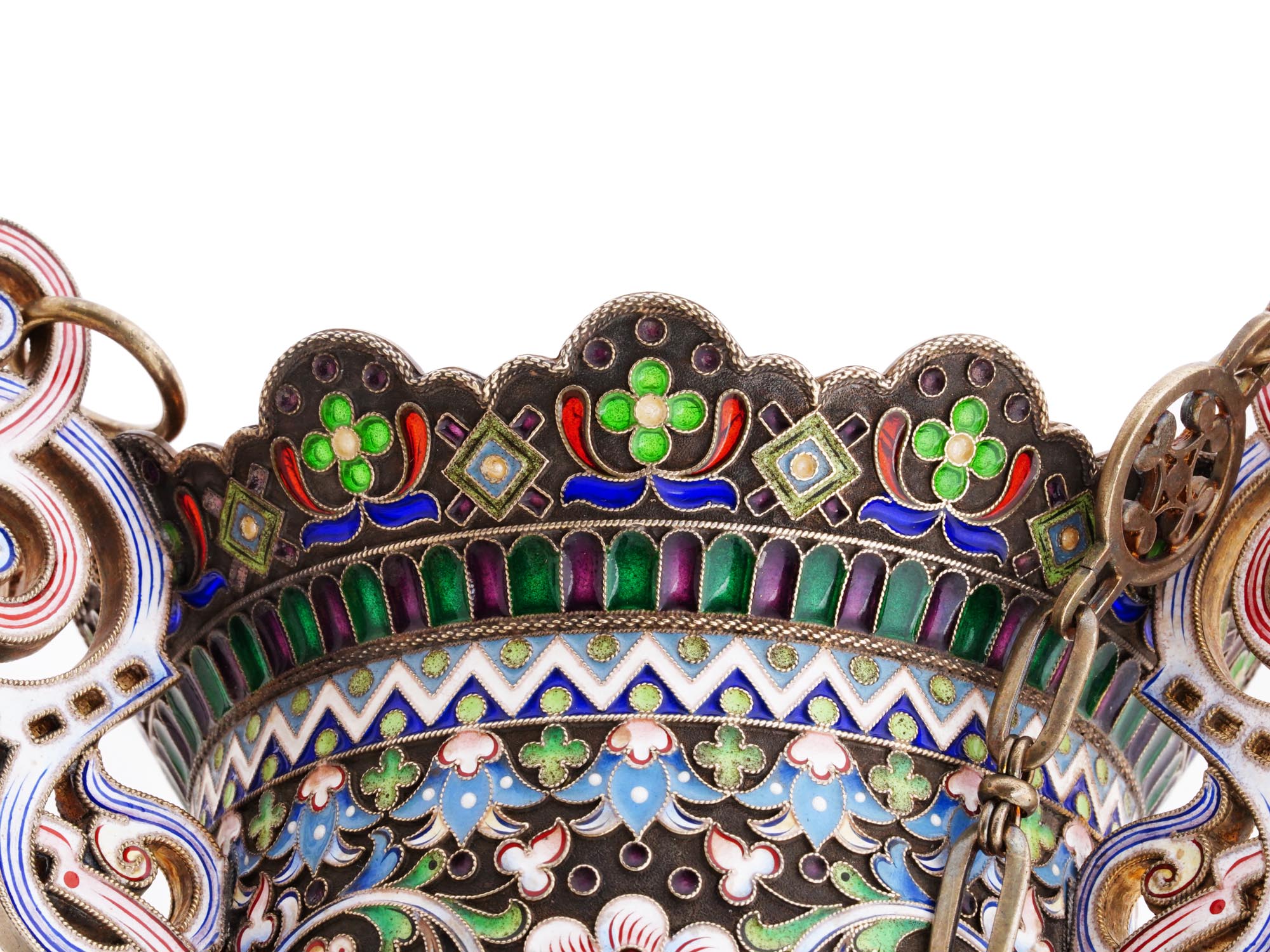 RUSSIAN GILT SILVER ENAMEL PLIQUE A JOUR LAMPADA PIC-5