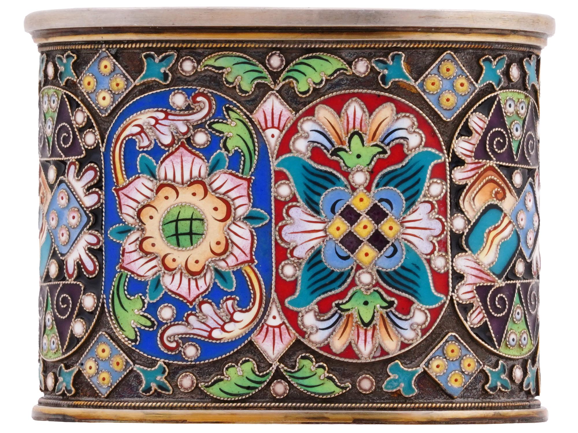 RUSSIAN GILT SILVER ENAMEL NAPKIN RING PIC-1