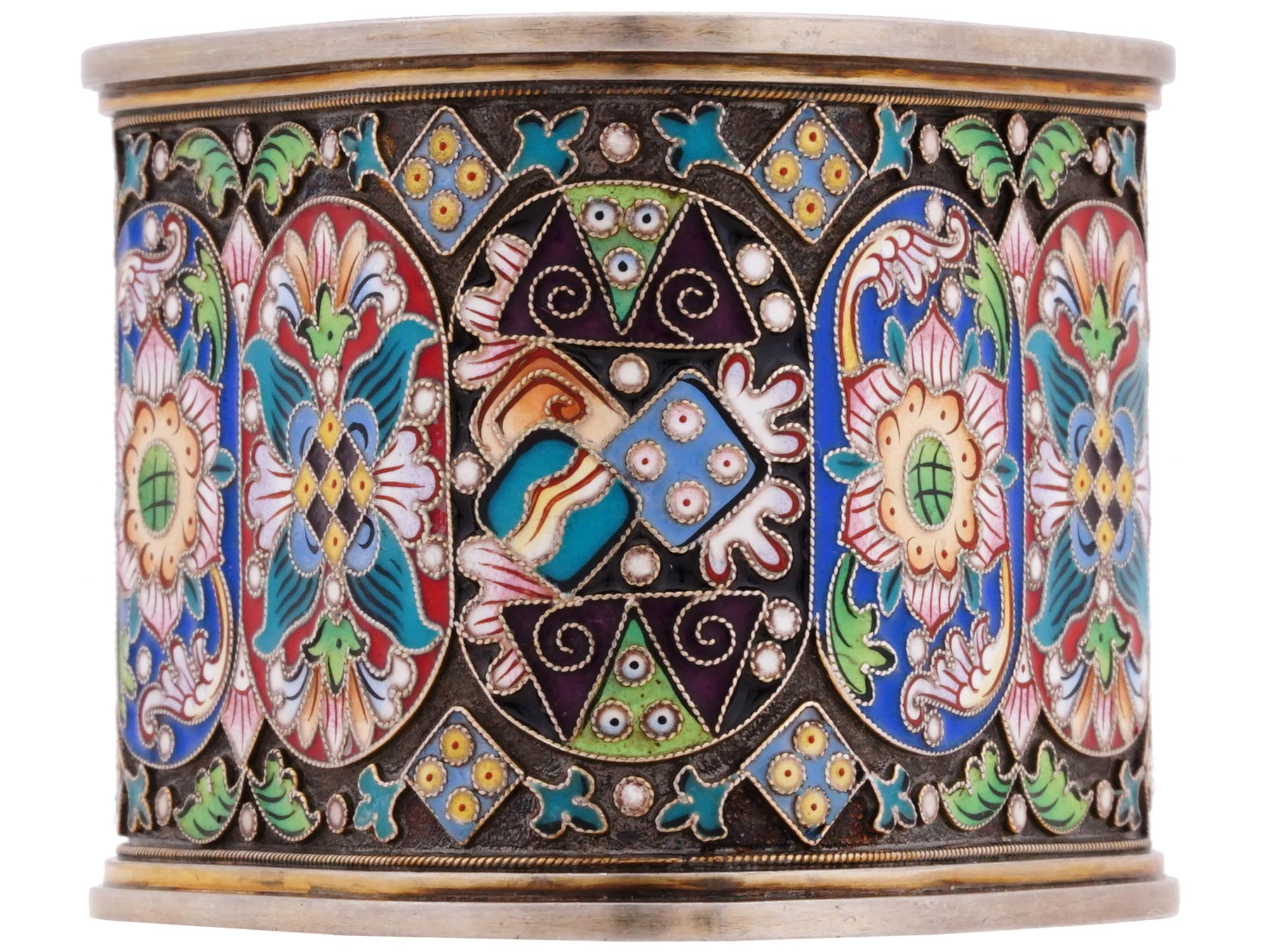 RUSSIAN GILT SILVER ENAMEL NAPKIN RING PIC-2