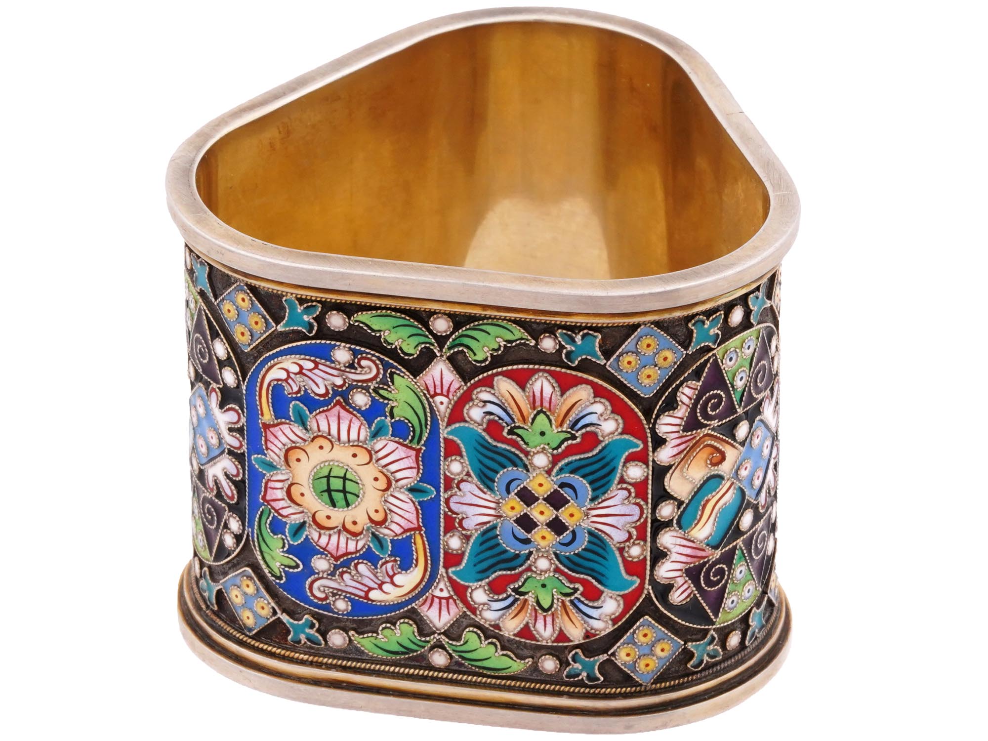 RUSSIAN GILT SILVER ENAMEL NAPKIN RING PIC-0