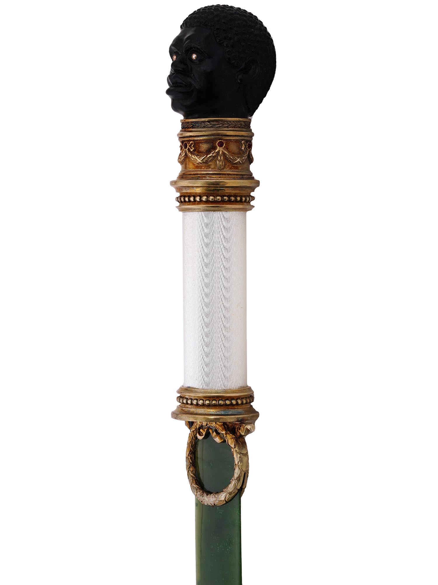 RUSSIAN SILVER CARVED JADE ENAMEL LETTER OPENER PIC-4