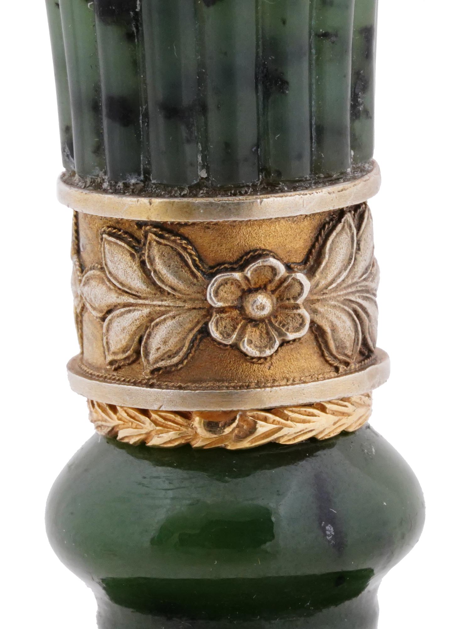 RUSSIAN IMPERIAL GILT SILVER CARVED JADE SEAL PIC-6