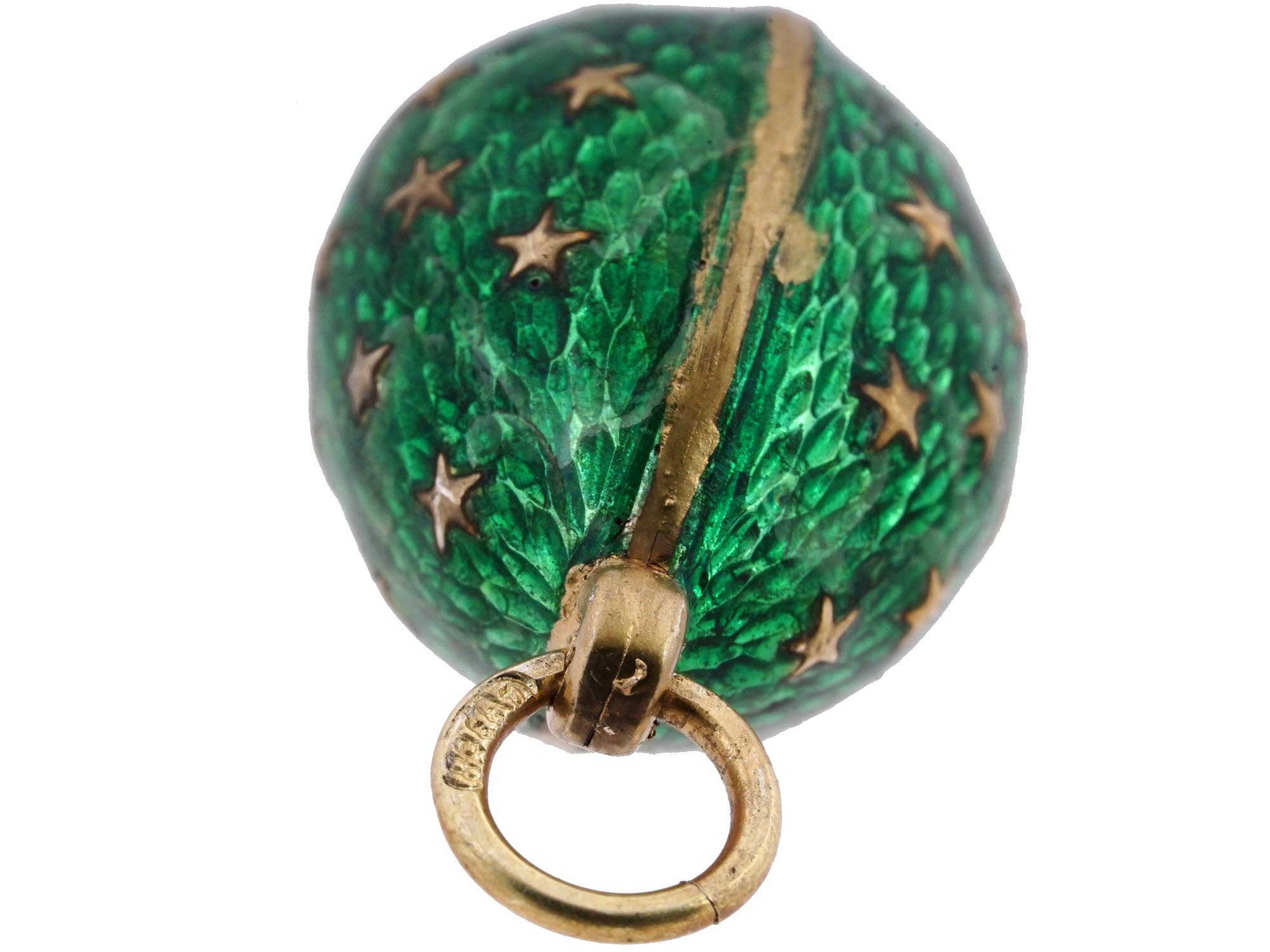 RUSSIAN SILVER GILT GUILLOCHE ENAMEL EGG PENDANT PIC-2