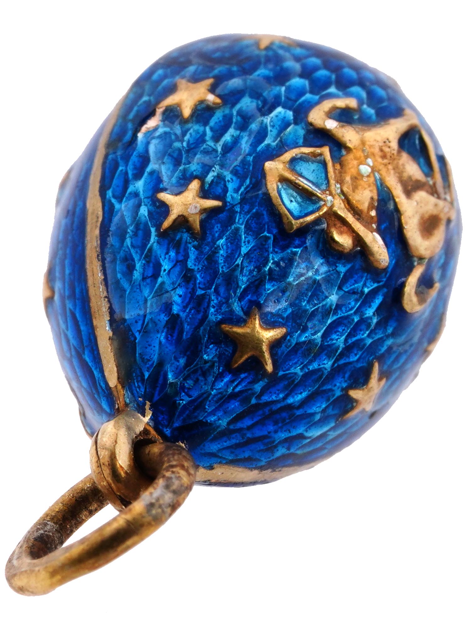 RUSSIAN 88 SILVER ENAMEL SAGITTARIUS EGG PENDANT PIC-3