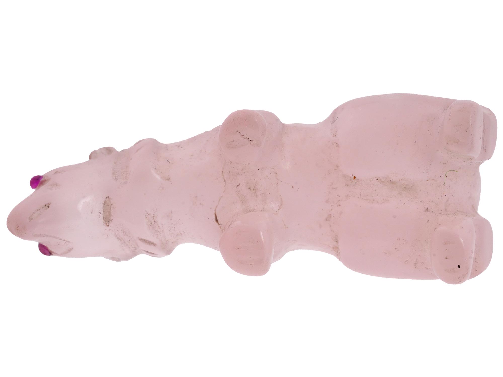 RUSSIAN CARVED ROSE QUARTZ FIGURE OF A POLAR BEAR PIC-3