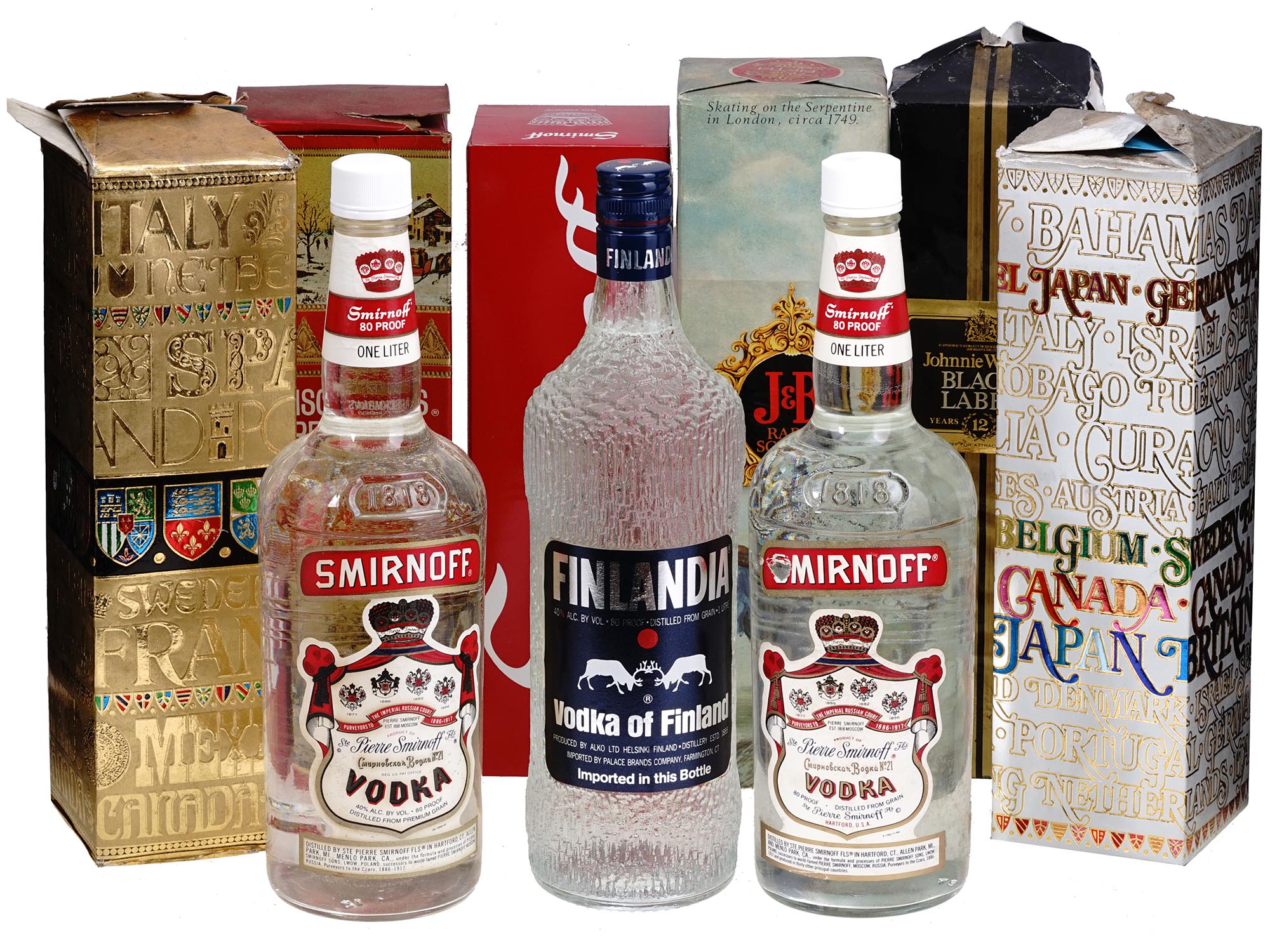 VINTAGE SMIRNOFF FINLANDIA LIQUEUR BOTTLES IOB PIC-0