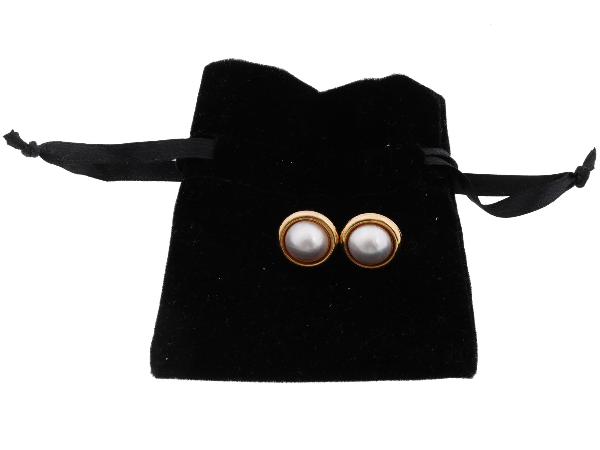 VINTAGE 18K GOLD AND CULTURED PEARL STUD EARRINGS PIC-0