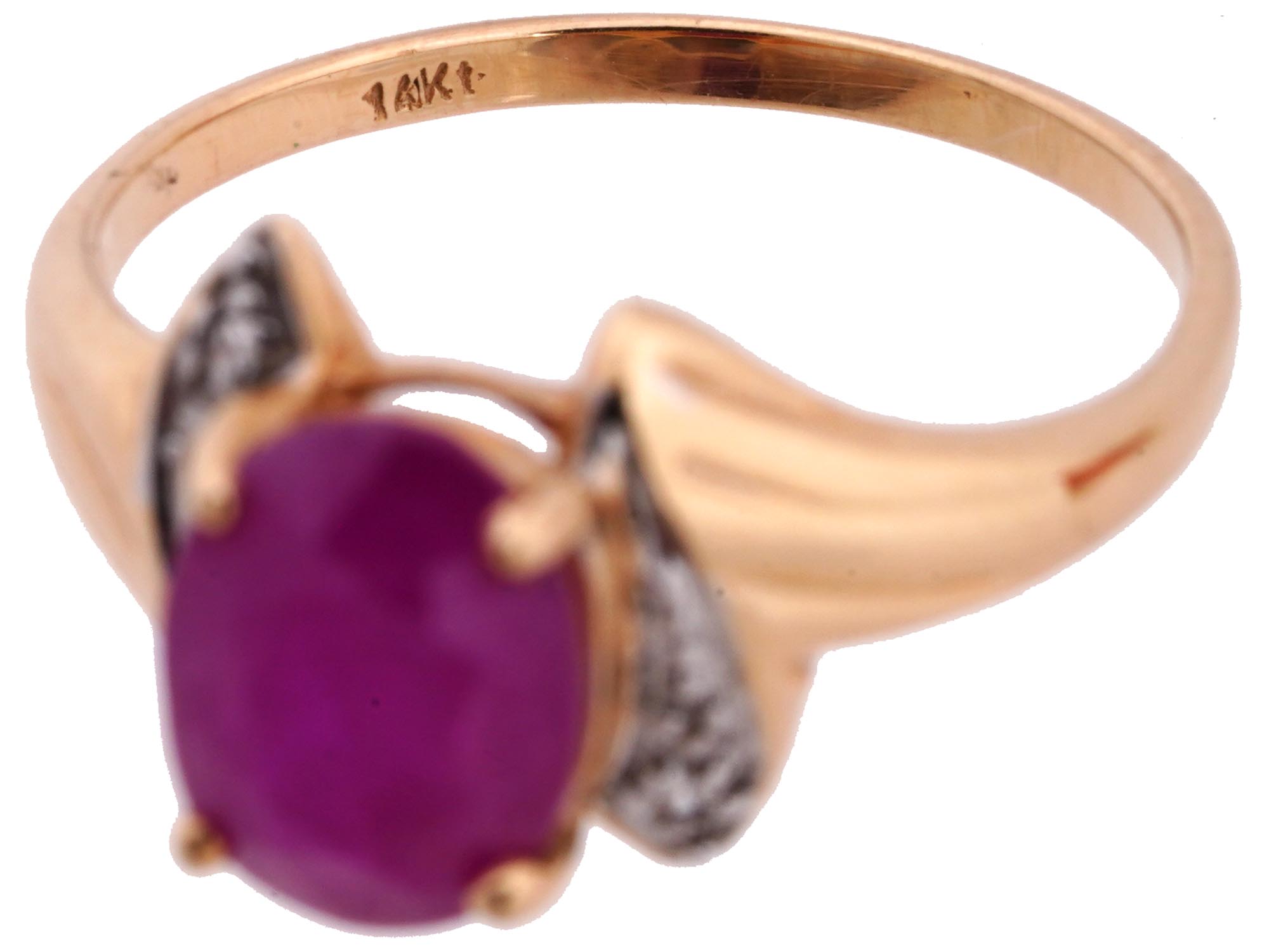 14K GOLD COCKTAIL RING WITH PURPLE GEMSTONE PIC-3