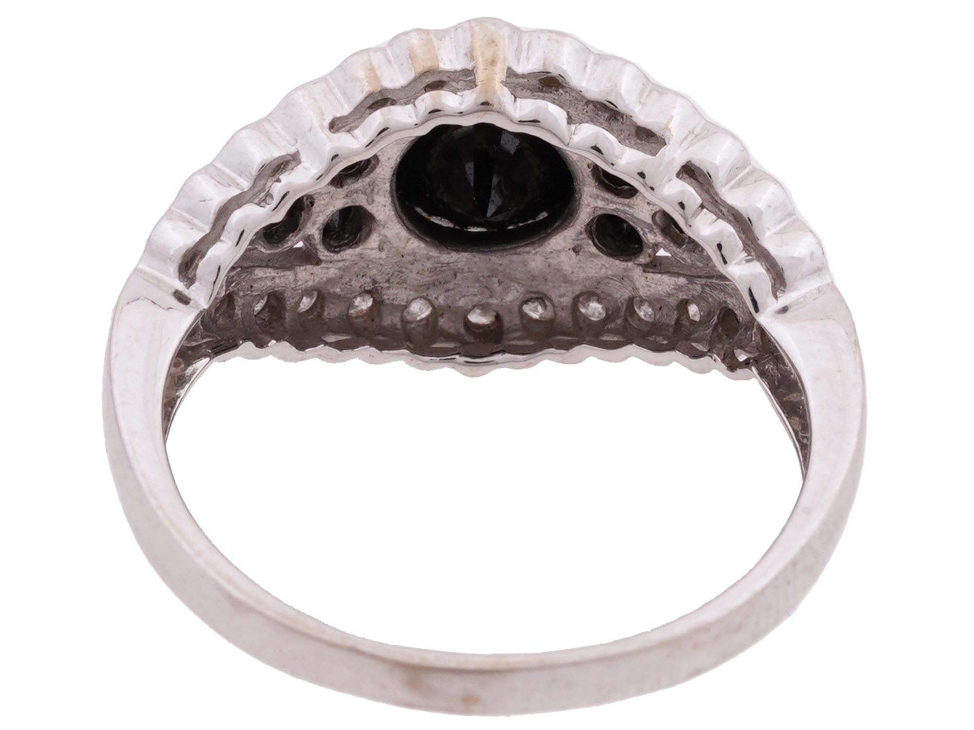 14K WHITE GOLD RING W BLACK CUBIC ZIRCONIA STONES PIC-5