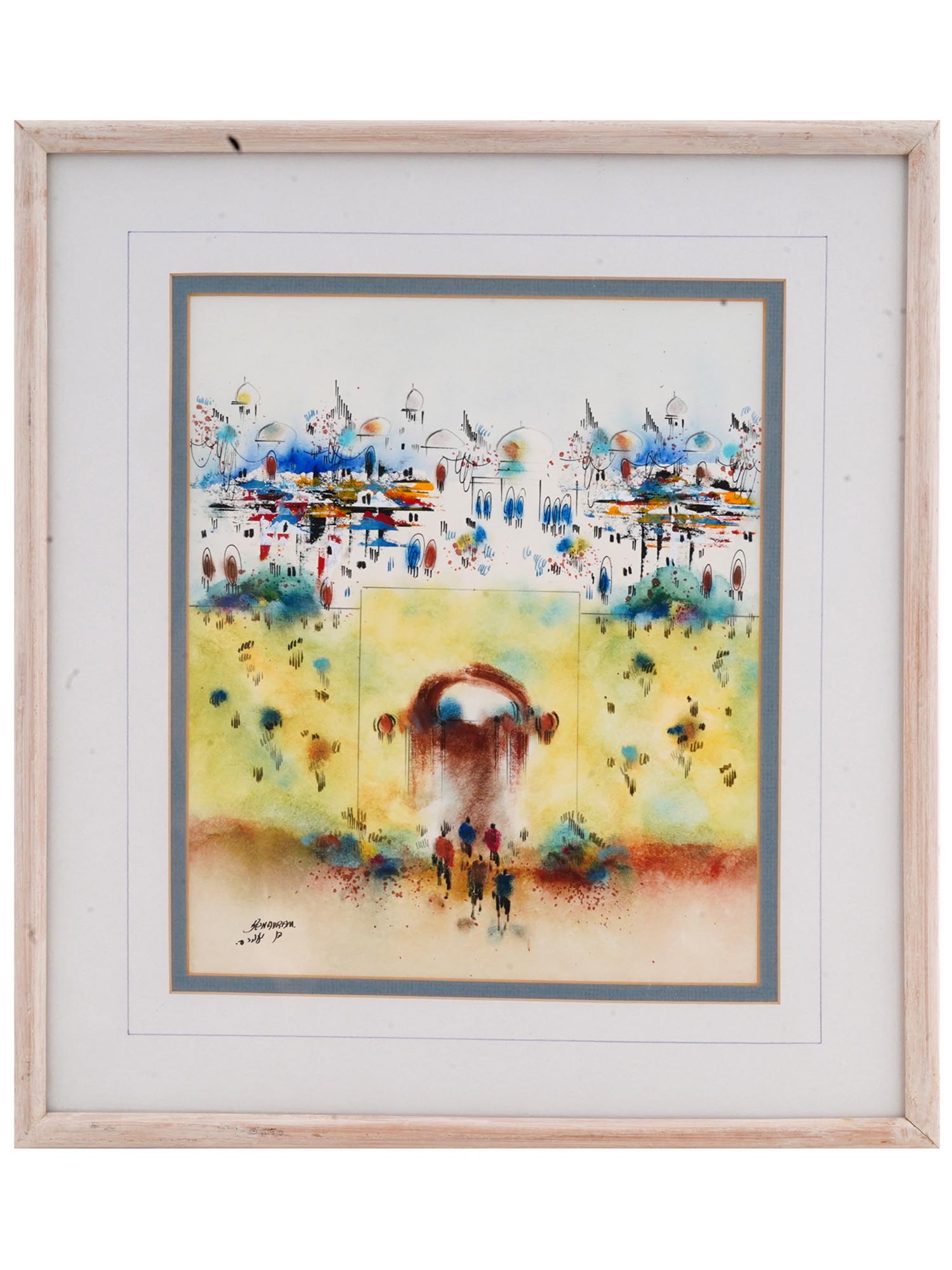 JUDAICA OLD TOWN WATERCOLOR PAINTINGS BY BEN AVRAM PIC-2