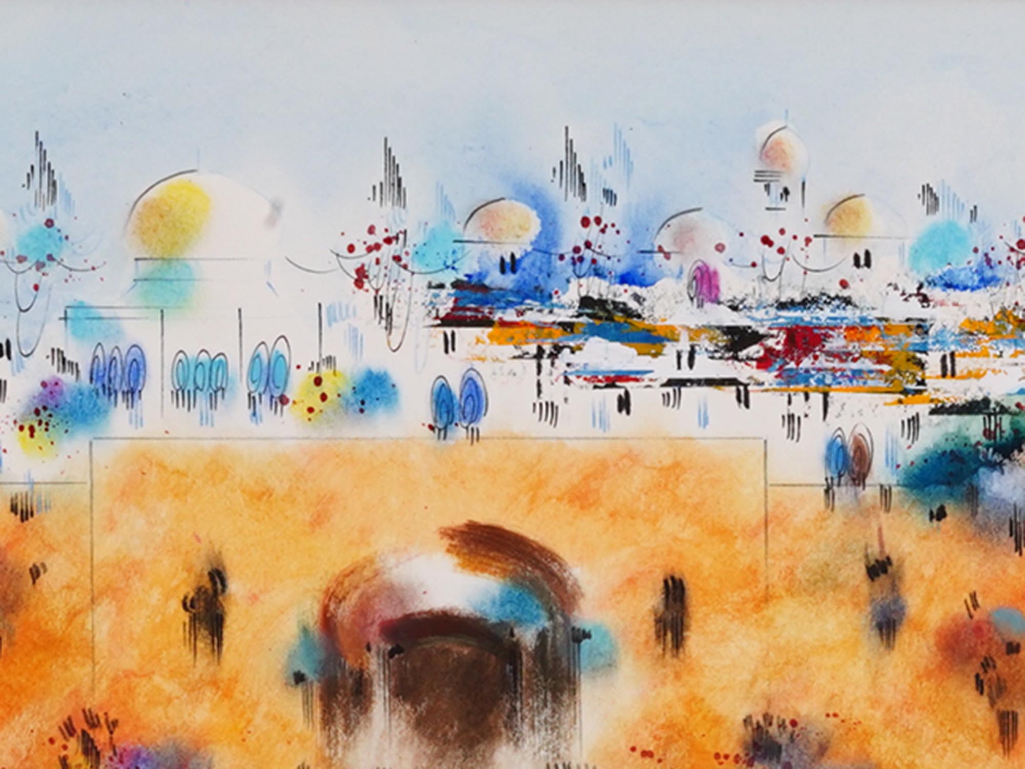 JUDAICA OLD TOWN WATERCOLOR PAINTINGS BY BEN AVRAM PIC-4