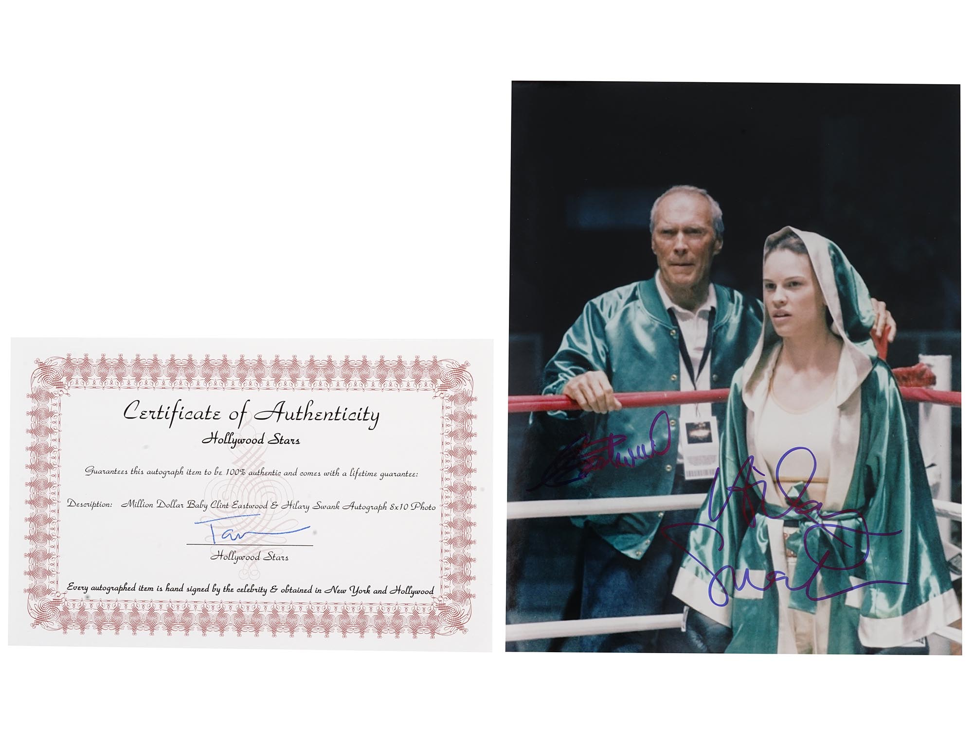 CLINT EASTWOOD AND HILARY SWANK AUTOGRAPHED PHOTO PIC-0