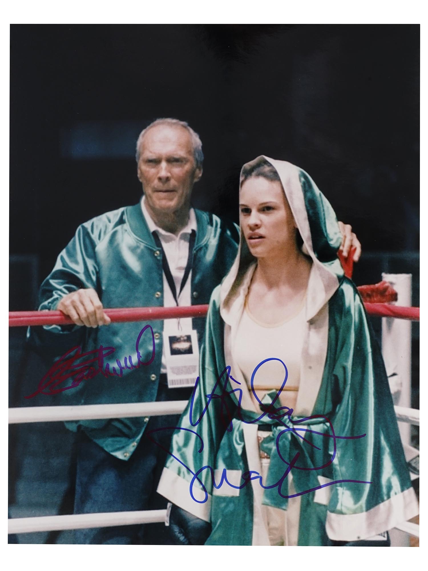 CLINT EASTWOOD AND HILARY SWANK AUTOGRAPHED PHOTO PIC-2