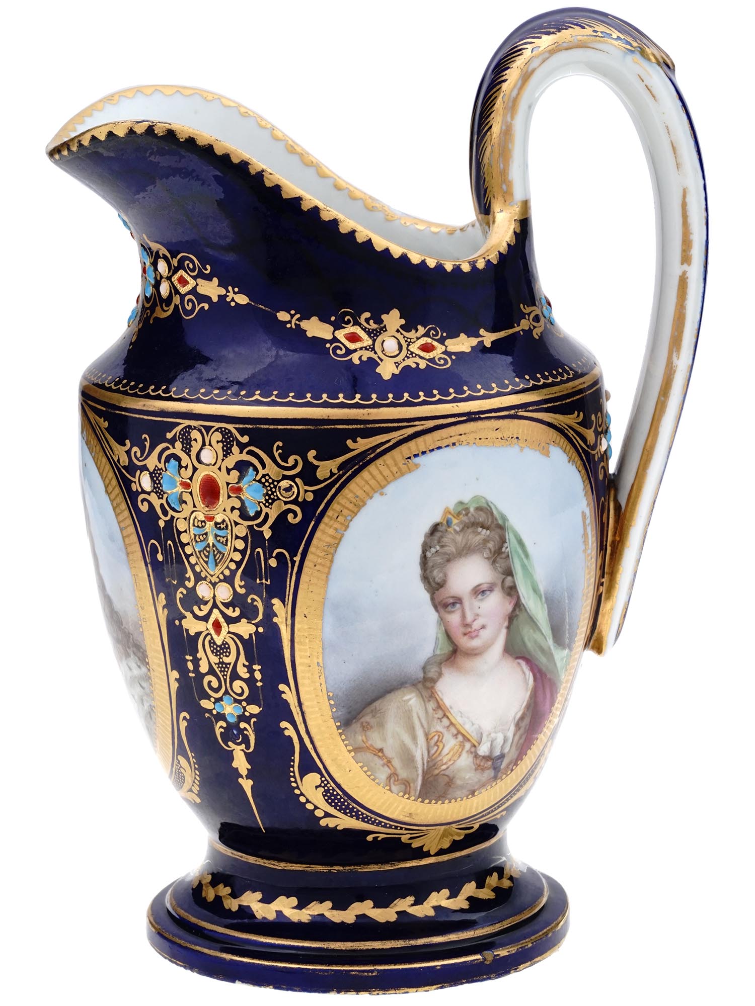 18TH C FRENCH SEVRES PORCELAIN PORTRAIT PITCHER PIC-1