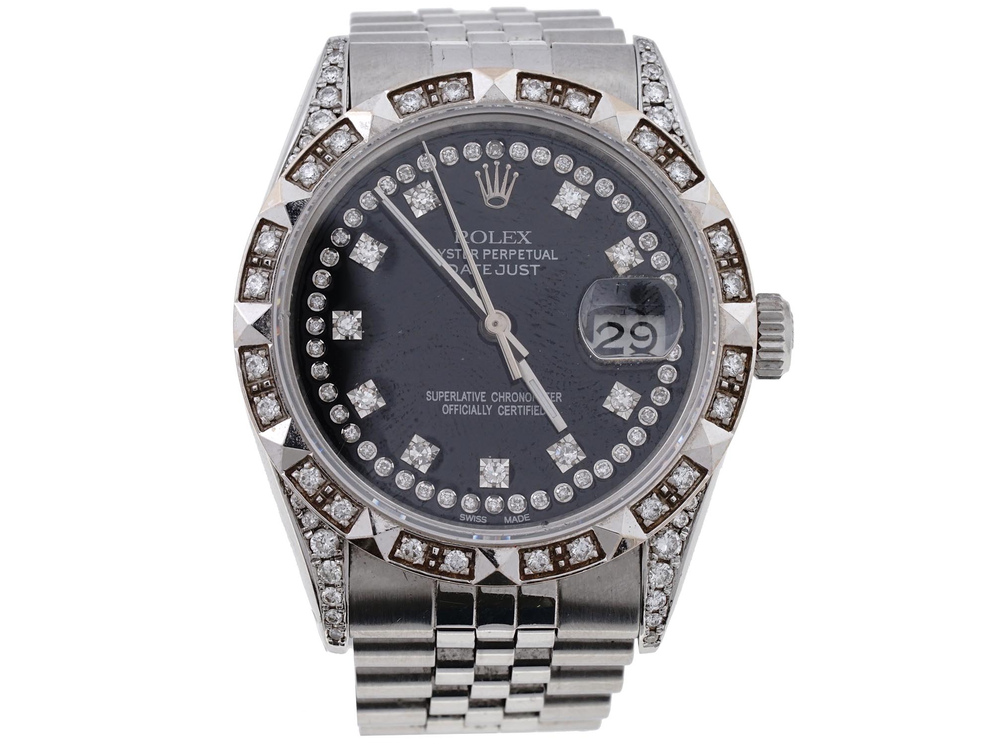 ROLEX OYSTER PERPETUAL DATEJUST DIAMOND WATCH PIC-1
