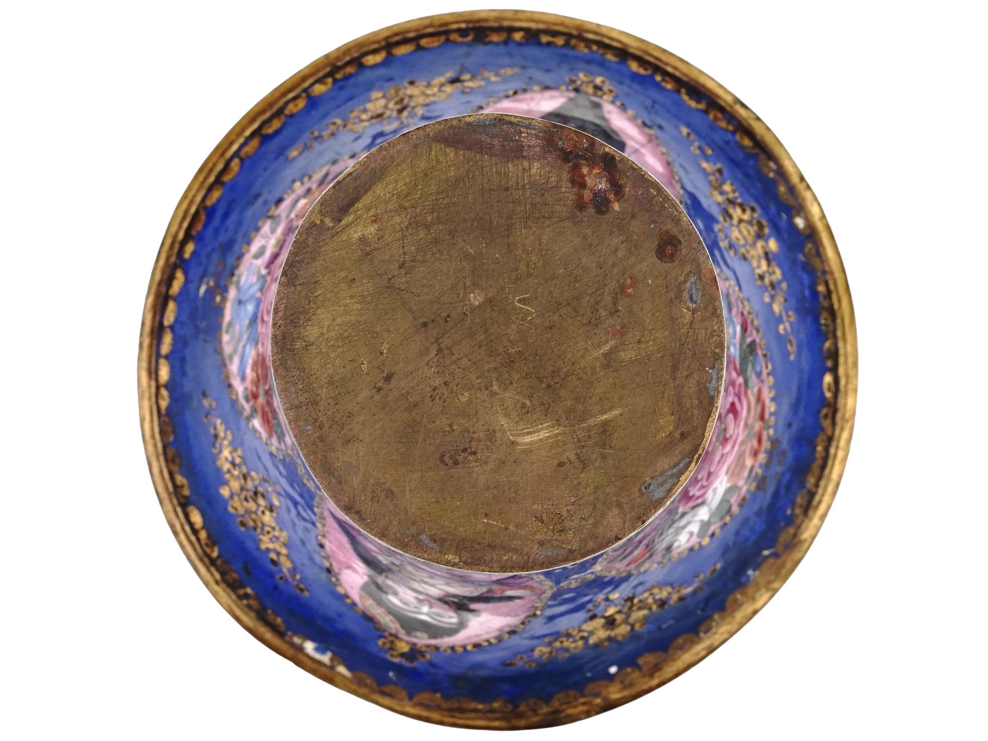 PERSIAN QAJAR PAINTED ENAMEL ON COPPER QALYAN CUP PIC-5