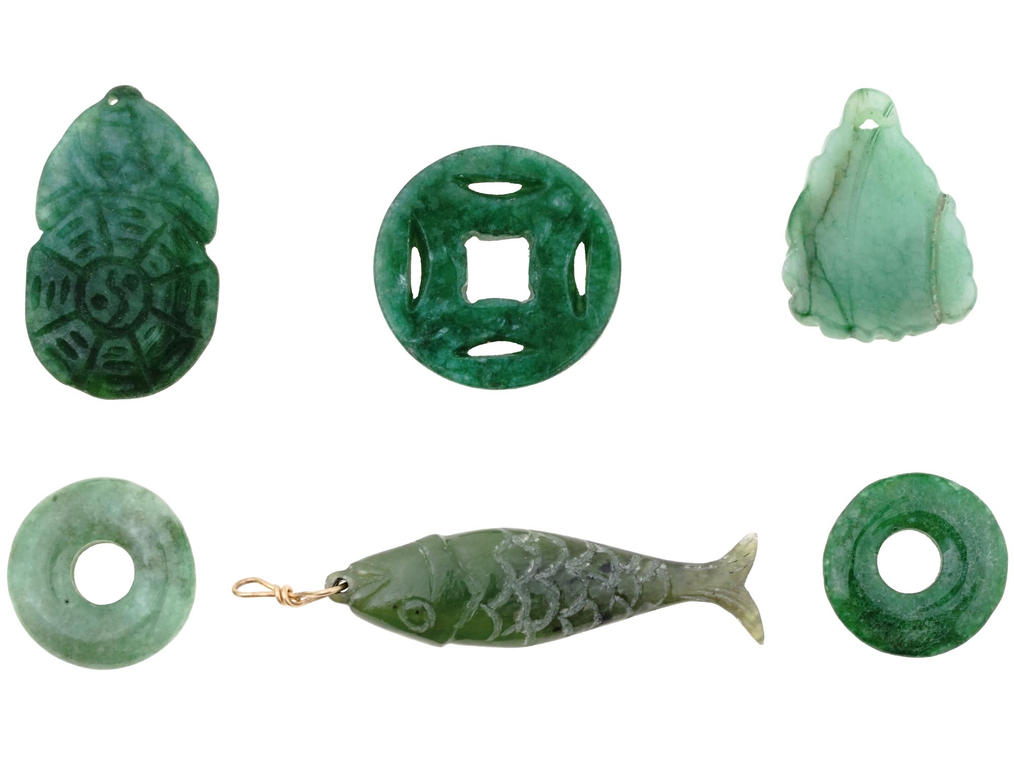 GROUP OF ASIAN HAND CARVED JADE AMULETS PENDANTS PIC-2