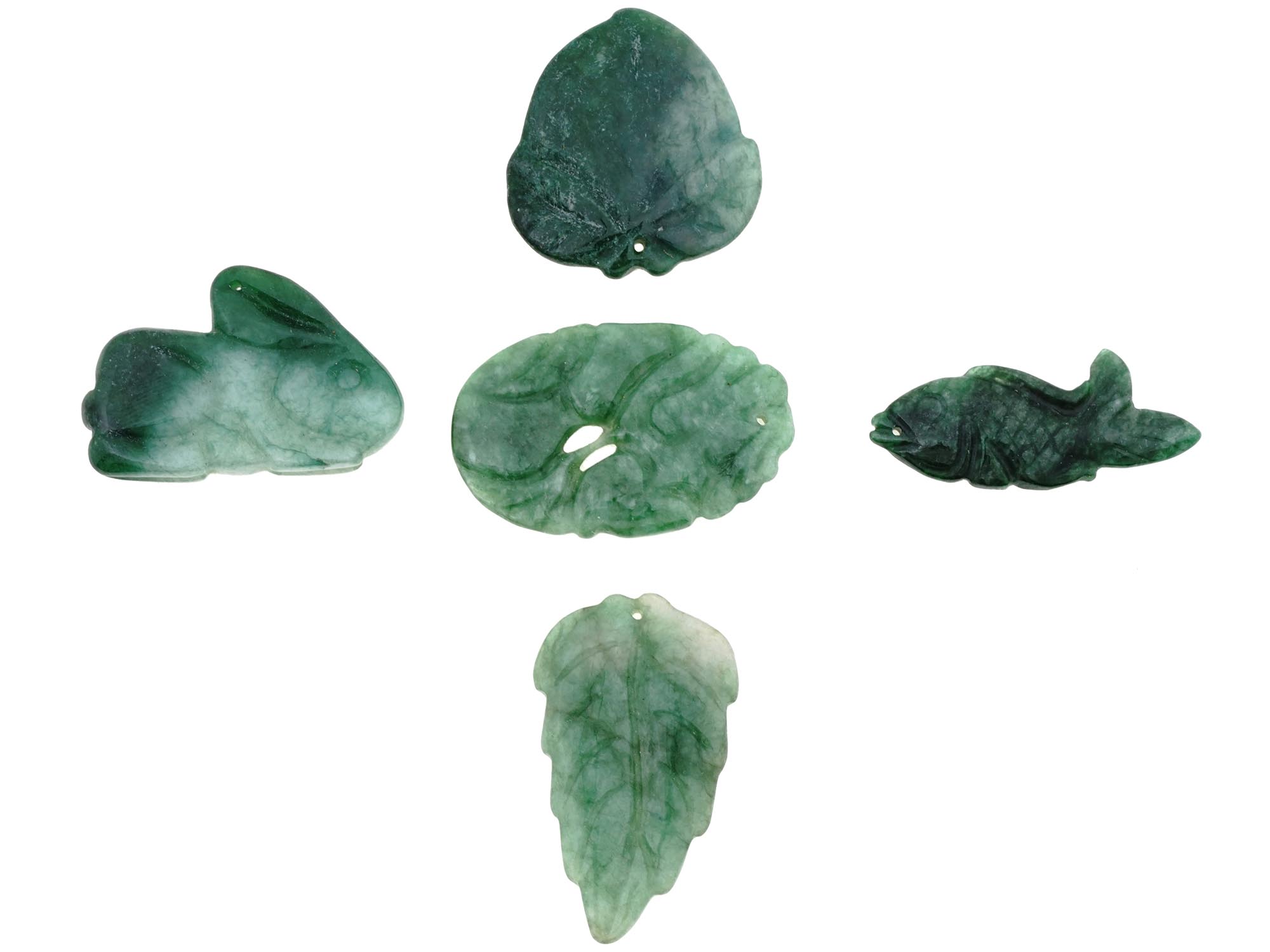 GROUP OF ASIAN HAND CARVED JADE AMULETS PENDANTS PIC-0