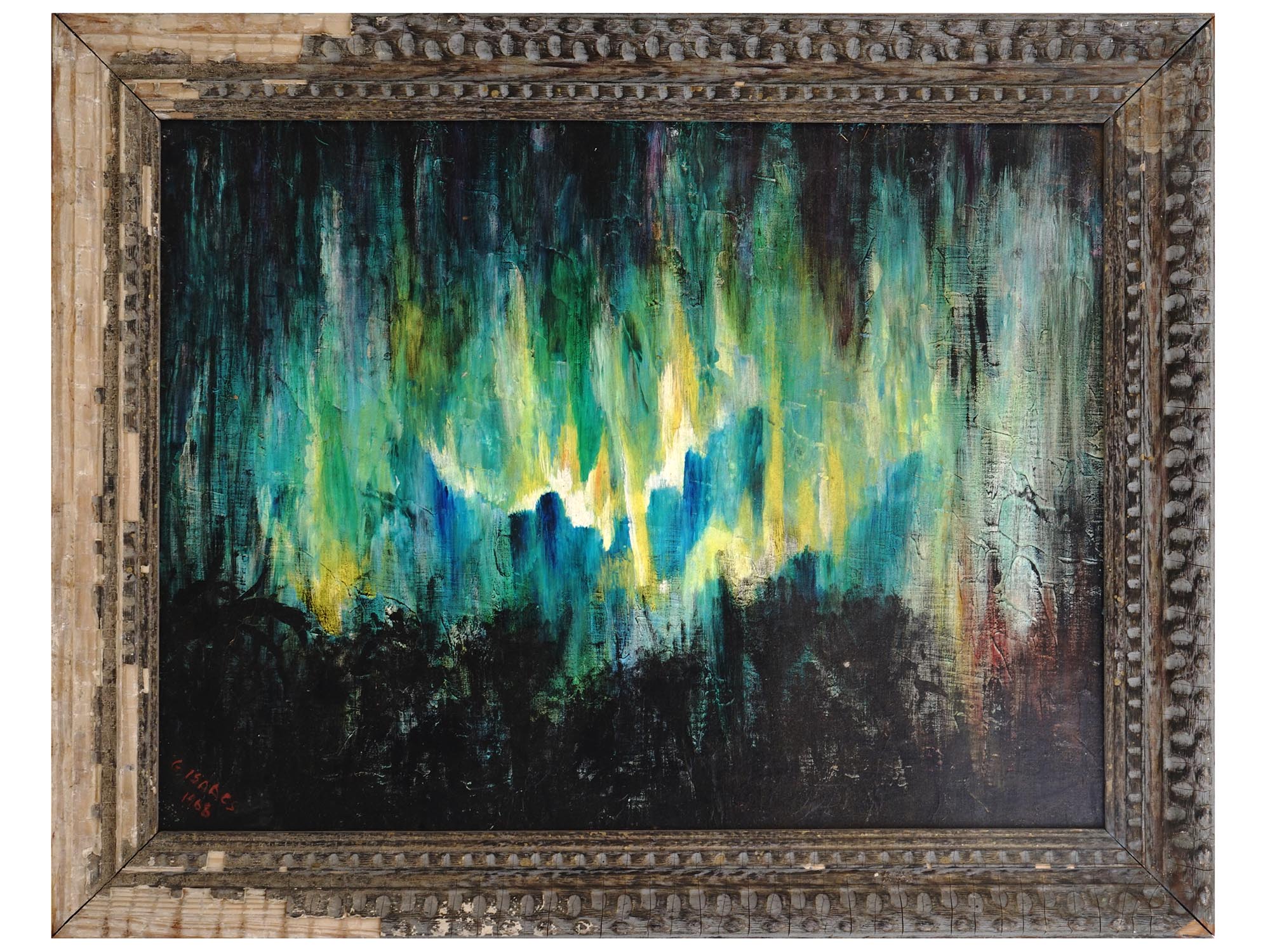 ACRYLIC ON BOARD PAINTING AURORA BY G ISAACS 1968 PIC-0