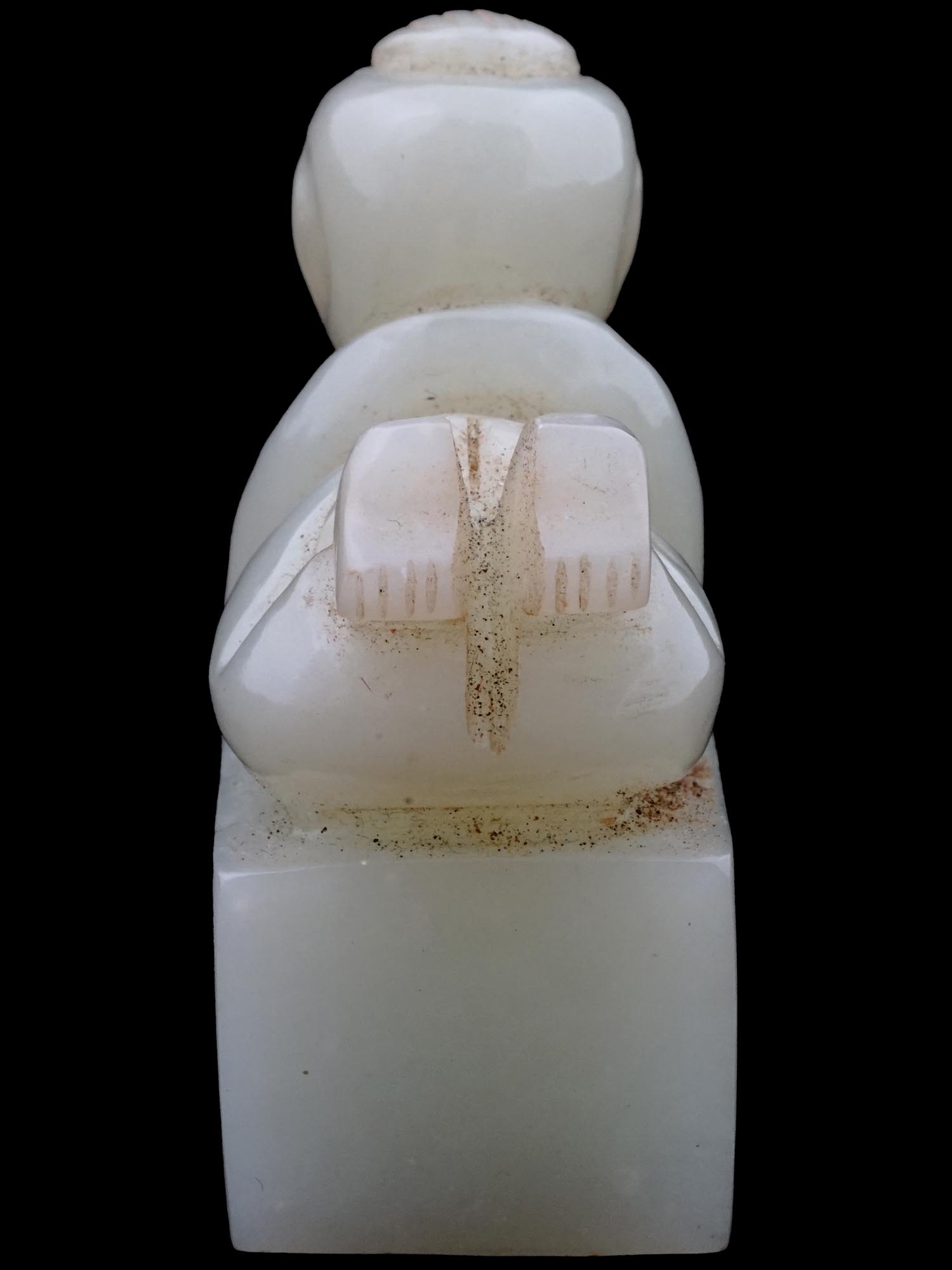 ANTIQUE CHINESE BABY HAND CARVED WHITE JADE SEAL PIC-4