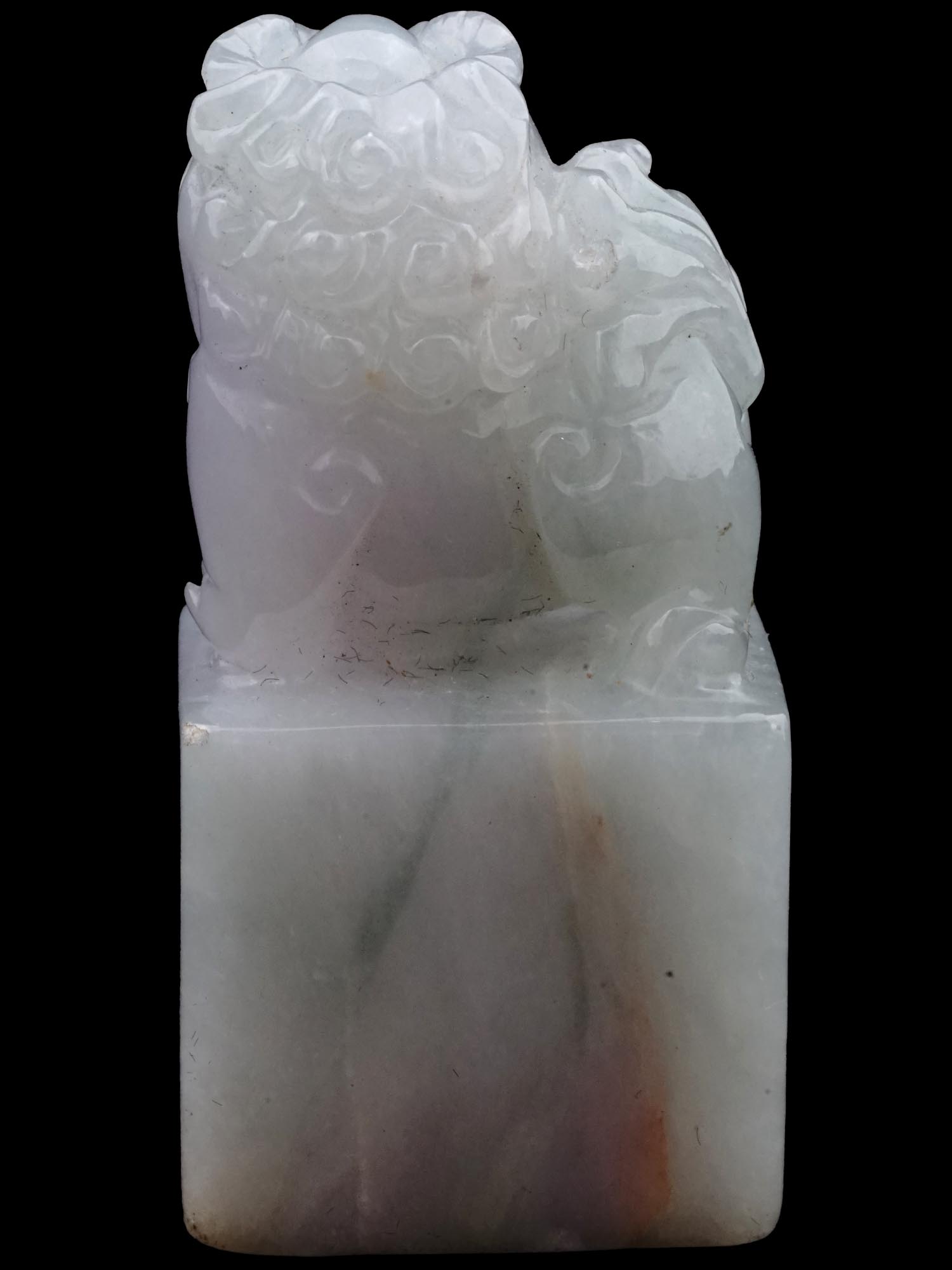 ANTIQUE CHINESE DOG HAND CARVED WHITE JADE SEAL PIC-3