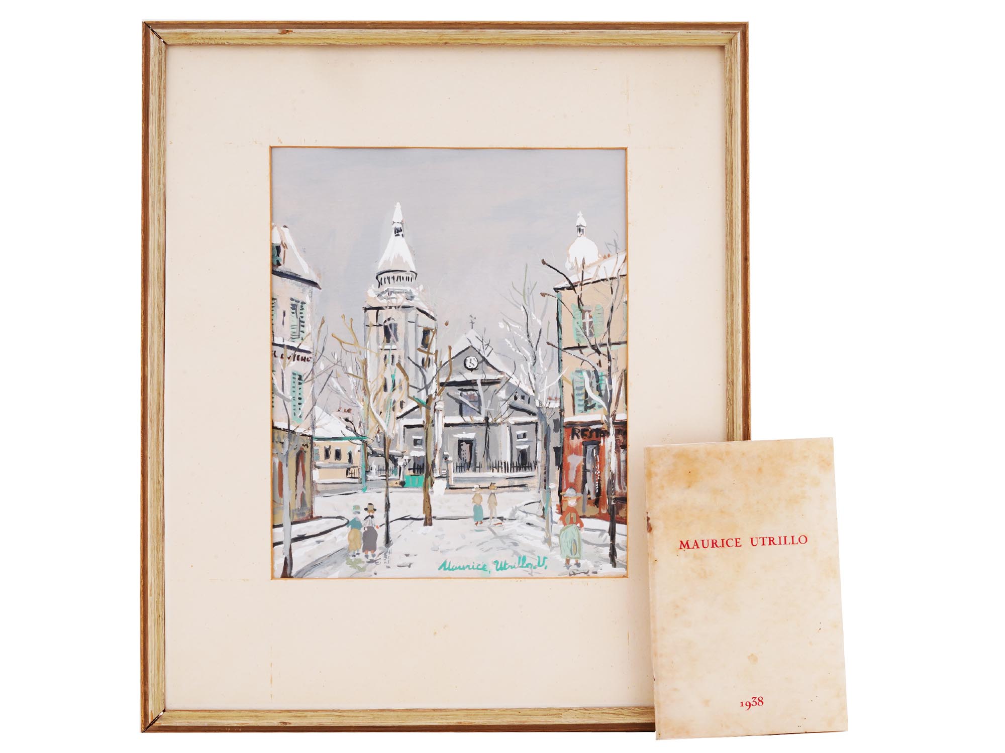 MIXED MEDIA PAINTING BY MAURICE UTRILLO WITH CATALOG PIC-0