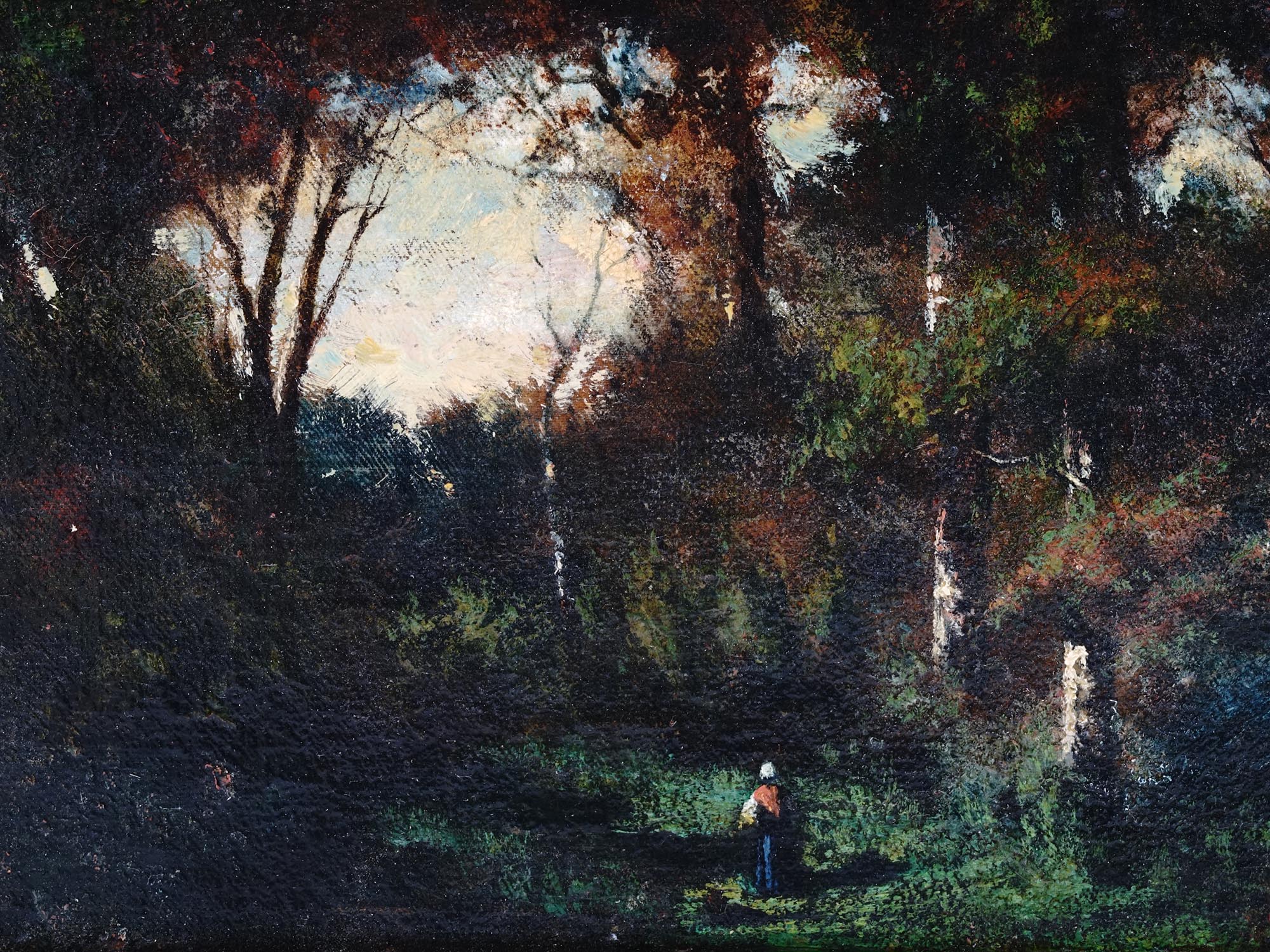 BARBIZON SCHOOL FONTAINEBLEAU FOREST LANDSCAPE OIL PAINTING PIC-1