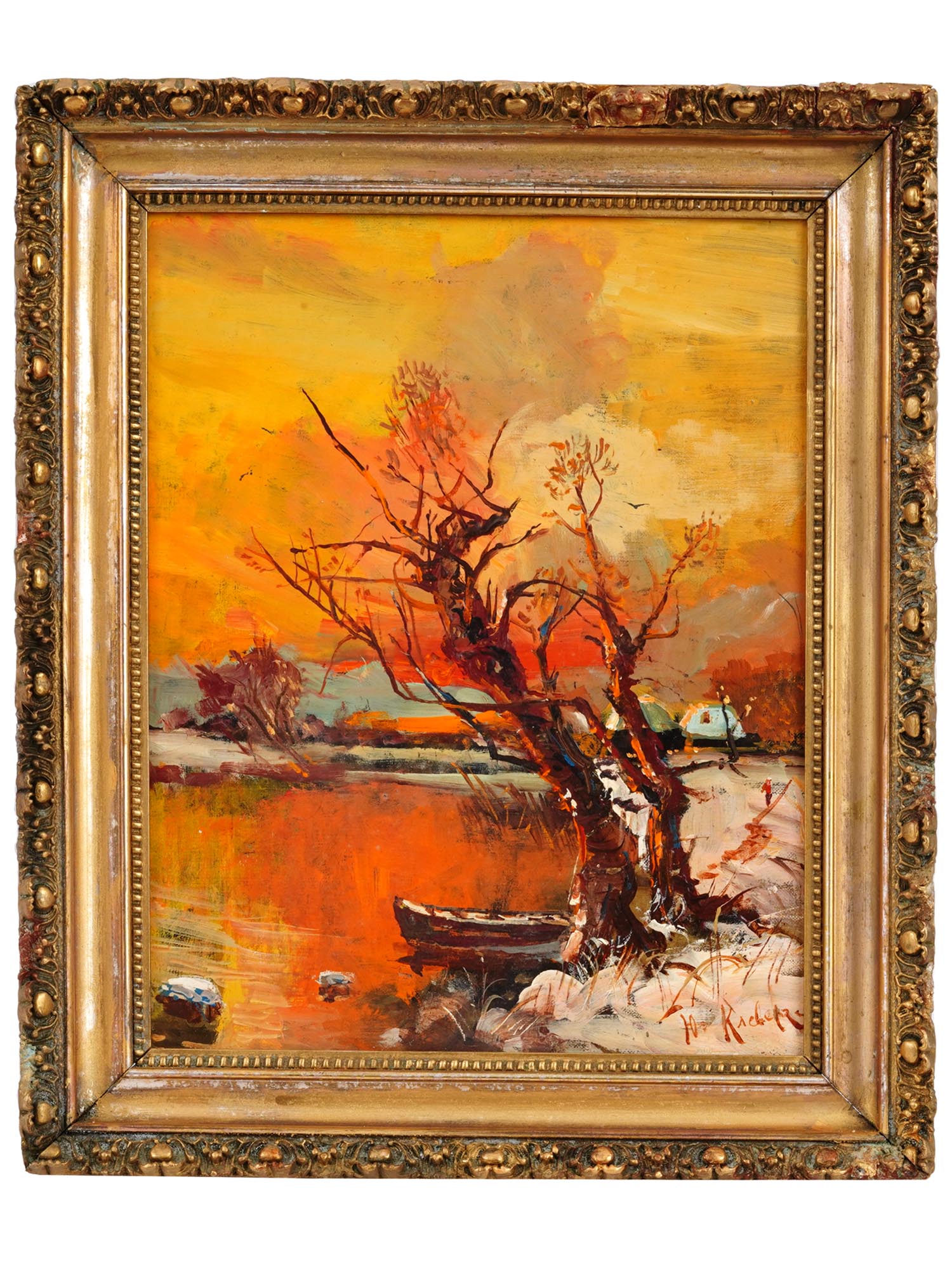 RUSSIAN WINTER LANDSCAPE PAINTING BY YULIY KLEVER PIC-0