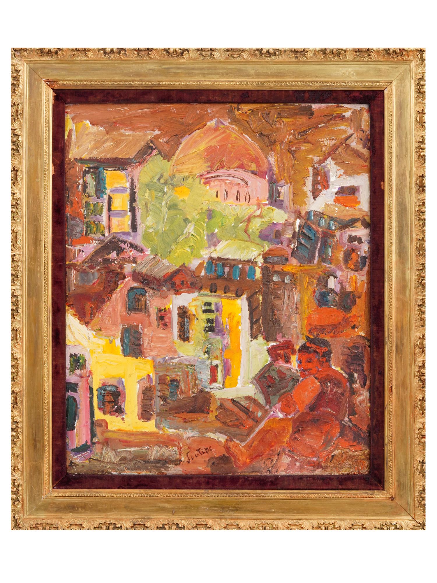 RUSSIAN FRENCH CITYSCAPE PAINTING BY CHAIM SOUTINE PIC-0