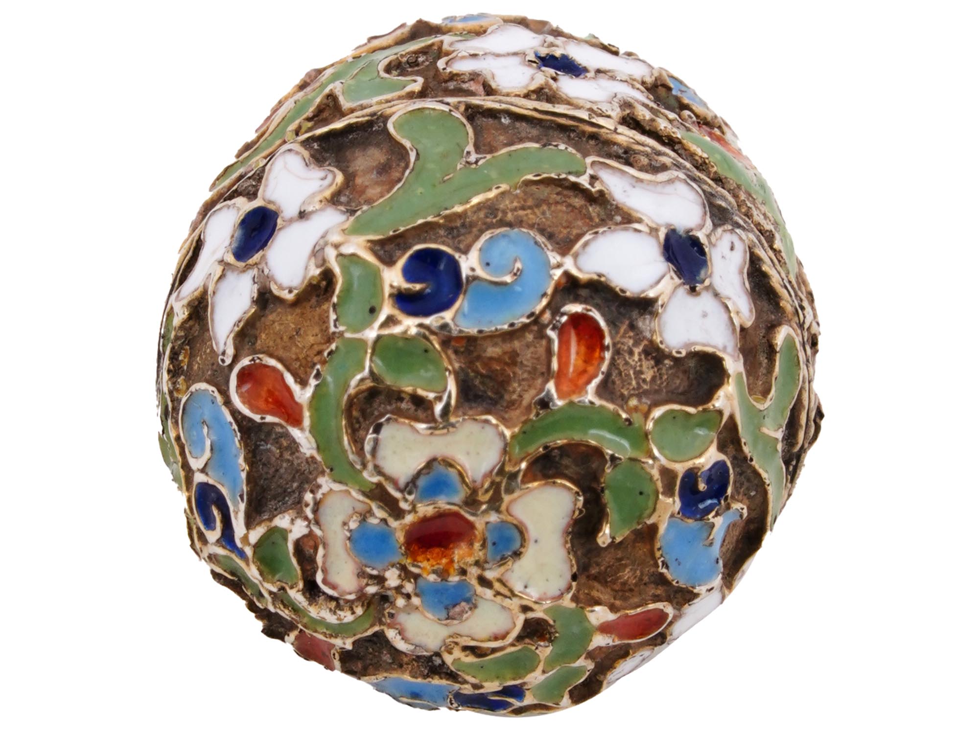 RUSSIAN GILT SILVER CLOISONNE ENAMEL EGG PENDANT PIC-4