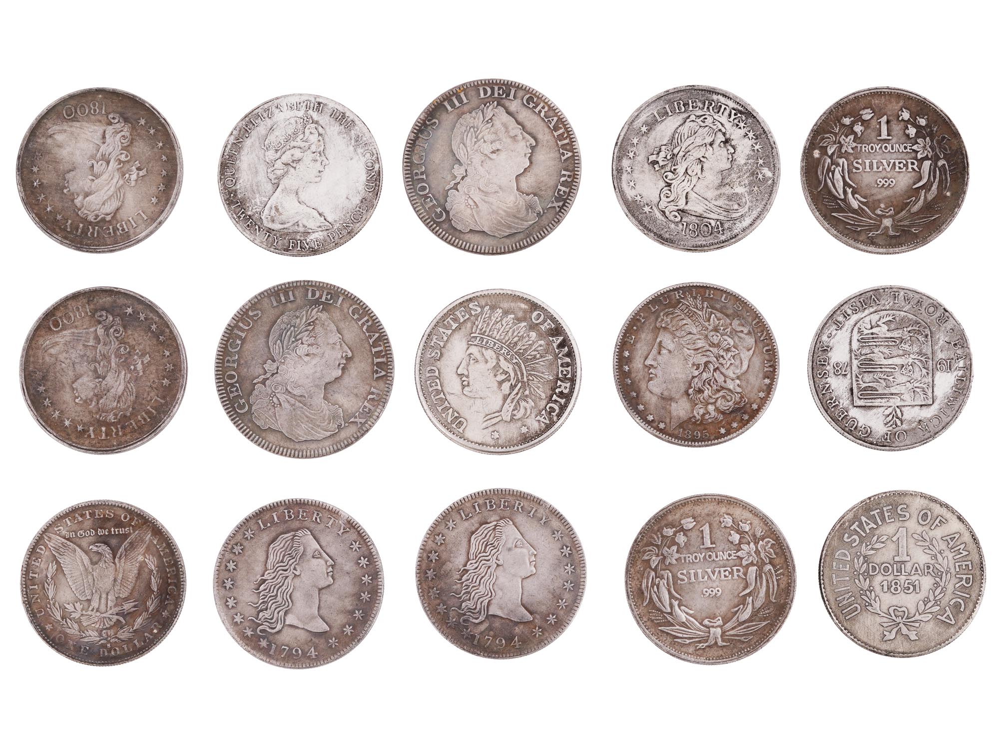 COLLECTION OF ANTIQUE AMERICAN COIN REPLICAS PIC-0