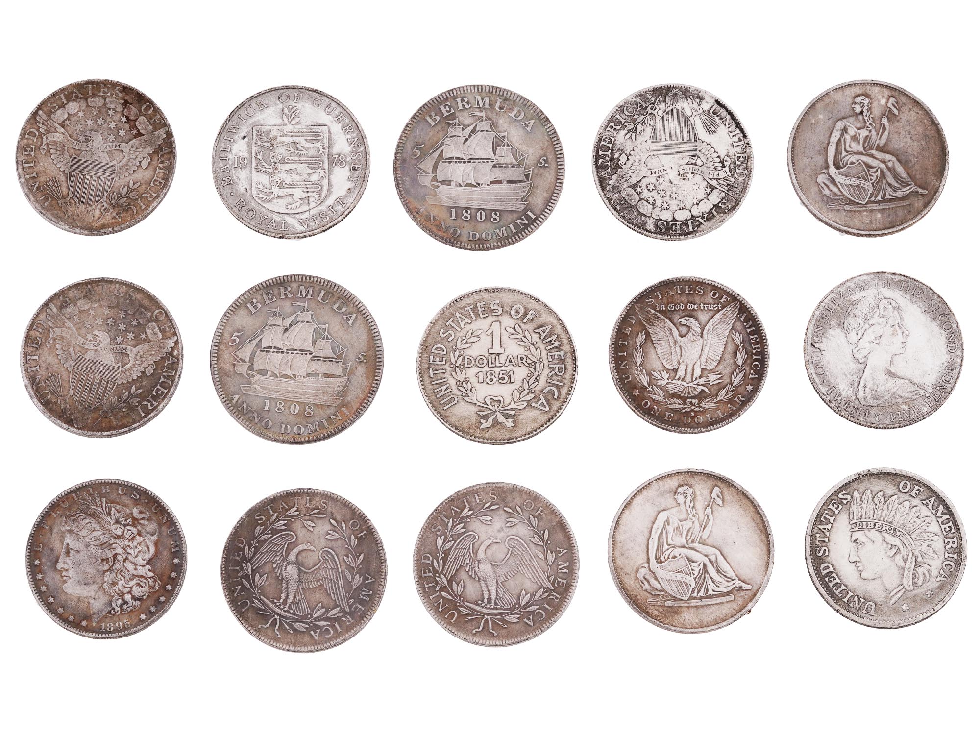 COLLECTION OF ANTIQUE AMERICAN COIN REPLICAS PIC-1