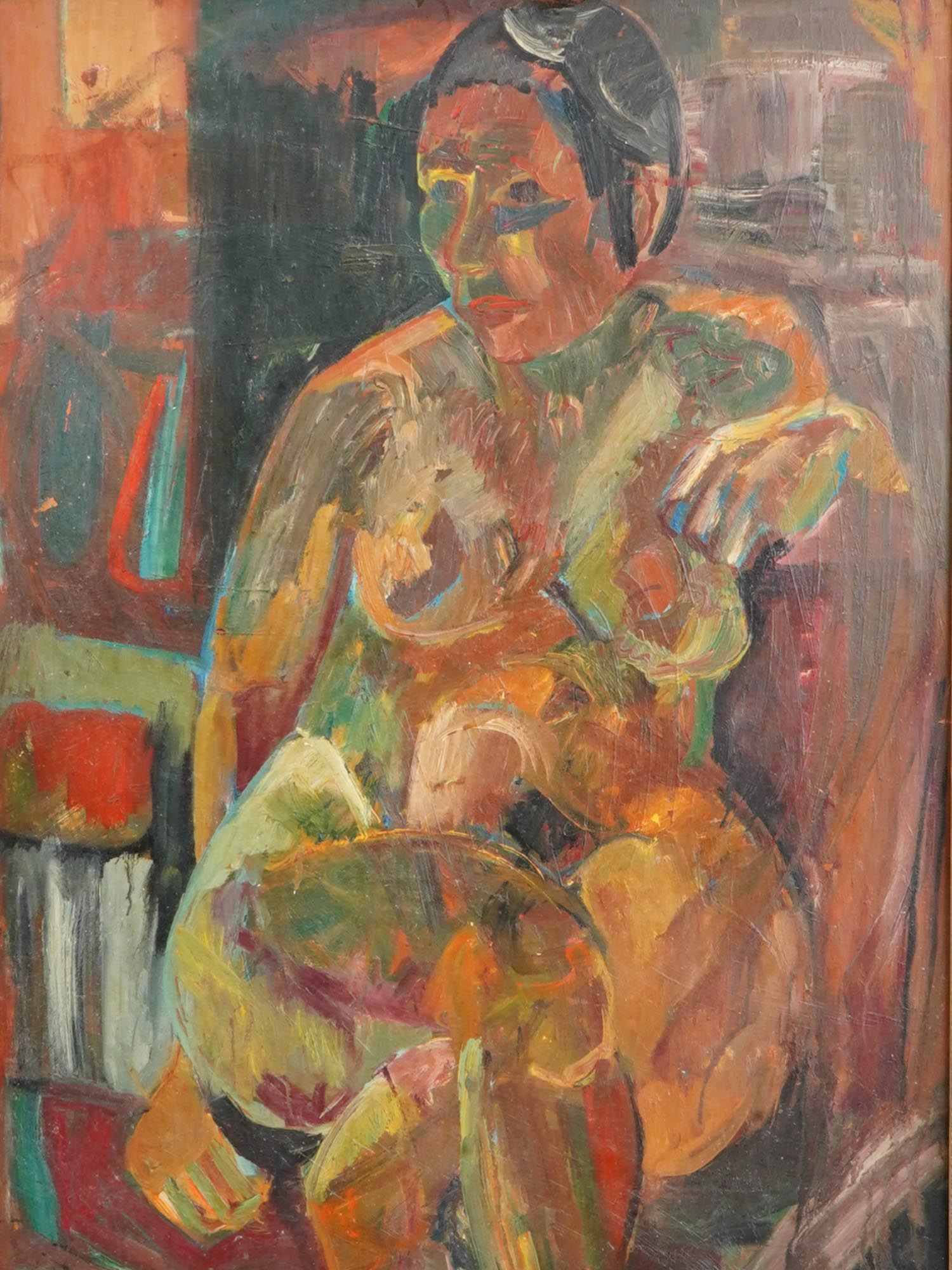 FRENCH FEMALE NUDE OIL PAINTING BY MICHEL KIKOINE PIC-1
