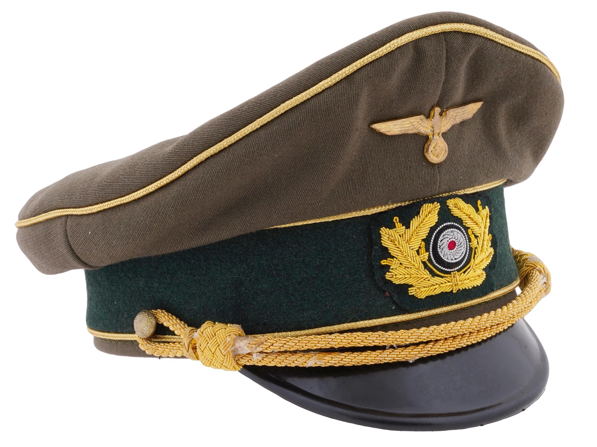 GERMAN WWII HEER ARMY GENERALS VISOR HAT PIC-0