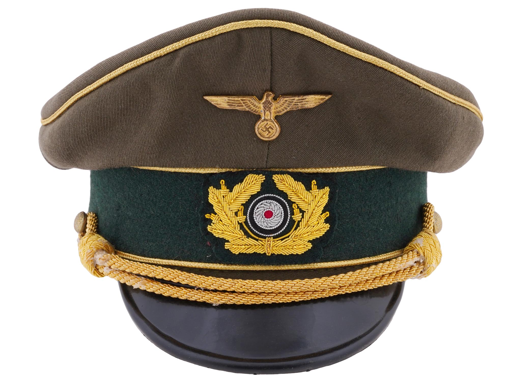 GERMAN WWII HEER ARMY GENERALS VISOR HAT PIC-1