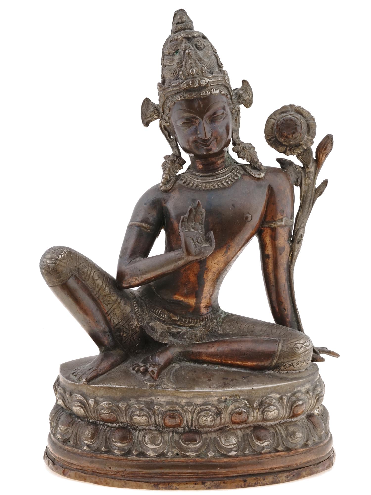 ANTIQUE NEPALESE COPPER AND BRASS FIGURE OF INDRA PIC-1