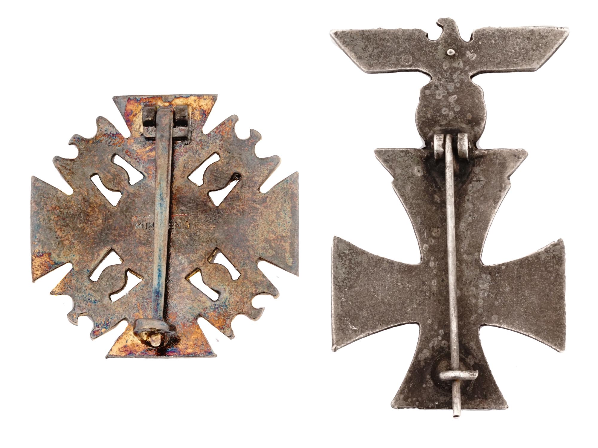 WWII NAZI GERMAN THIRD REICH BADGE AND IRON CROSS PIC-1